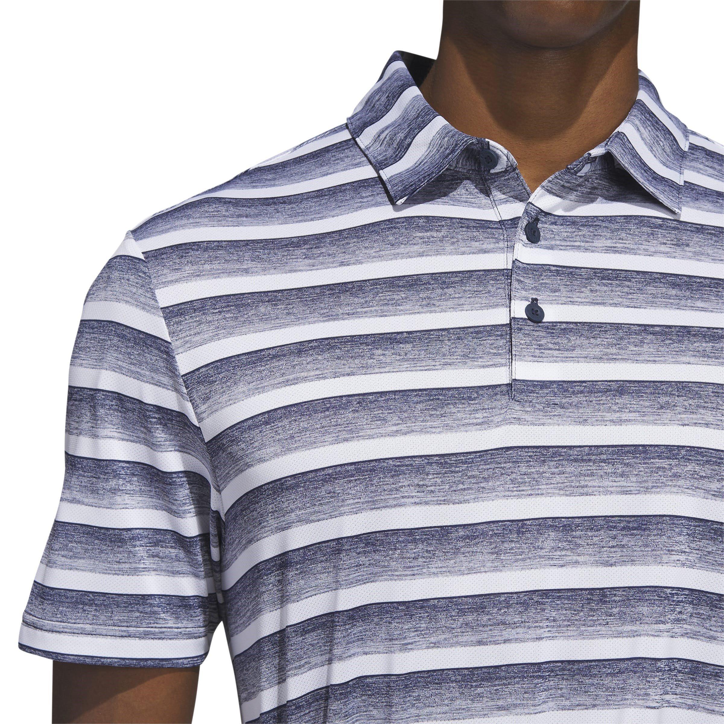 Collegiate Navy - adidas - Two-Color Striped Golf Polo Shirt Mens - 6