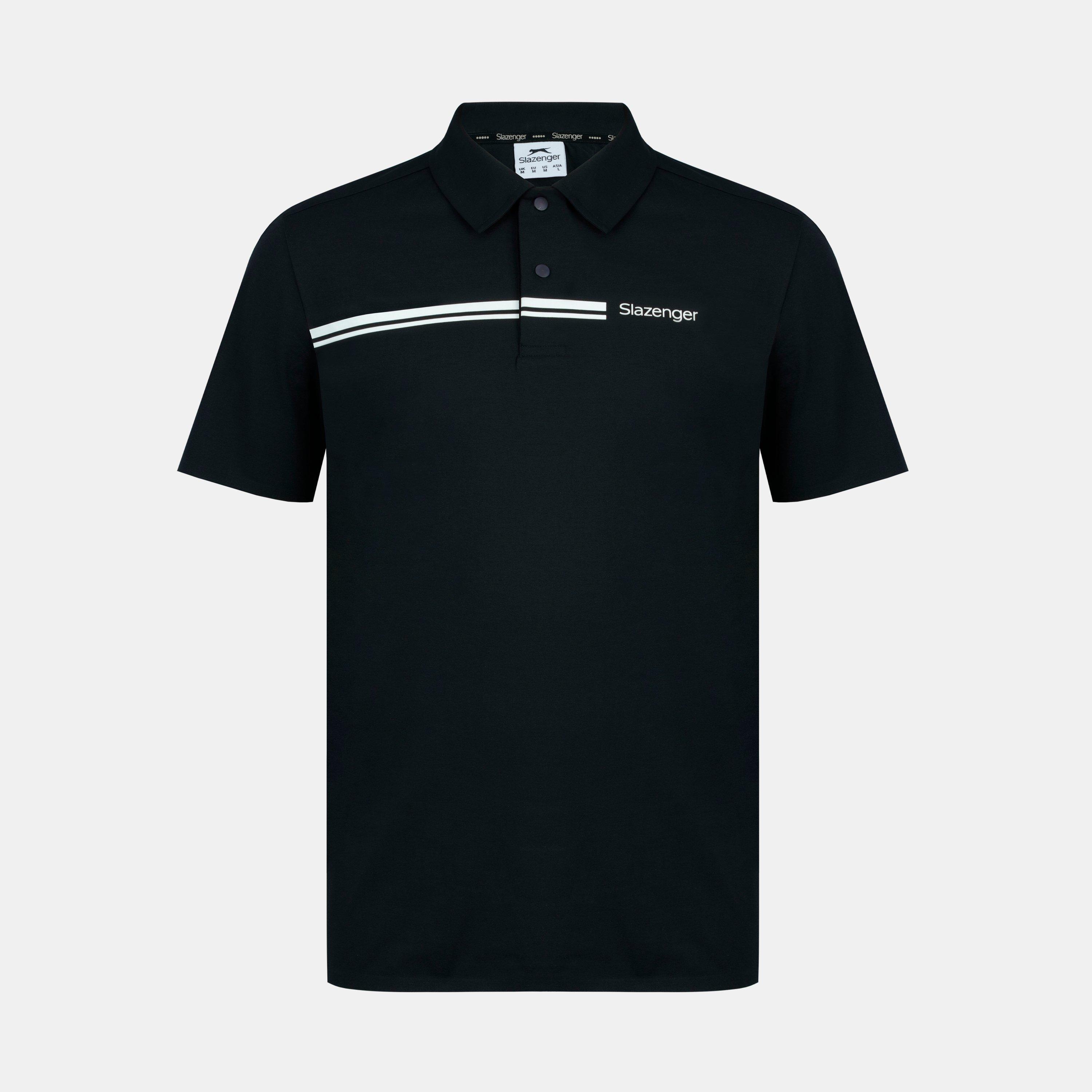 Slazenger Men's Slagenzer Golf Short Sleeve Performance Polo Shirt - Black - XL