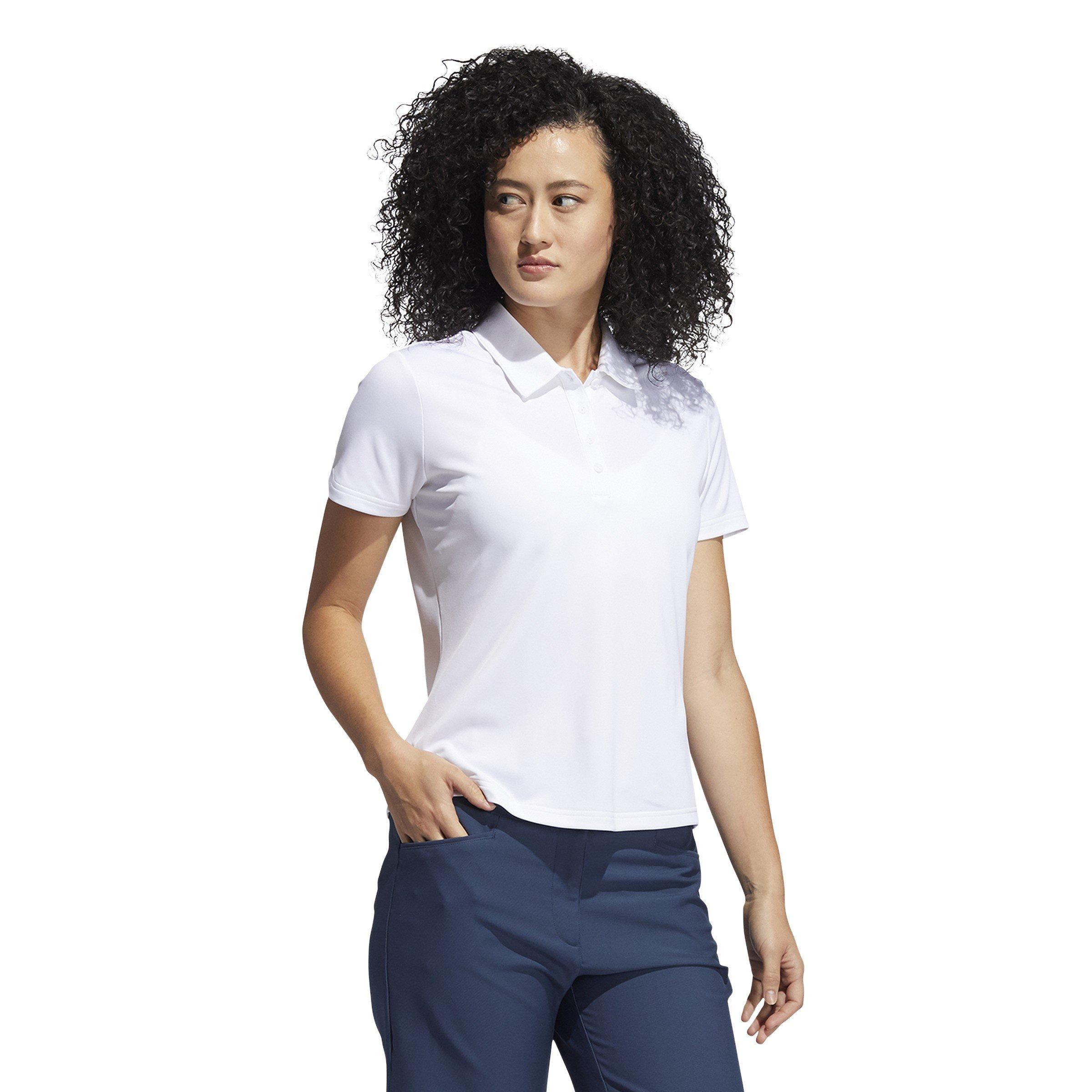 White - adidas - Short Sleeve Performance Polo Shirt Womens - 4
