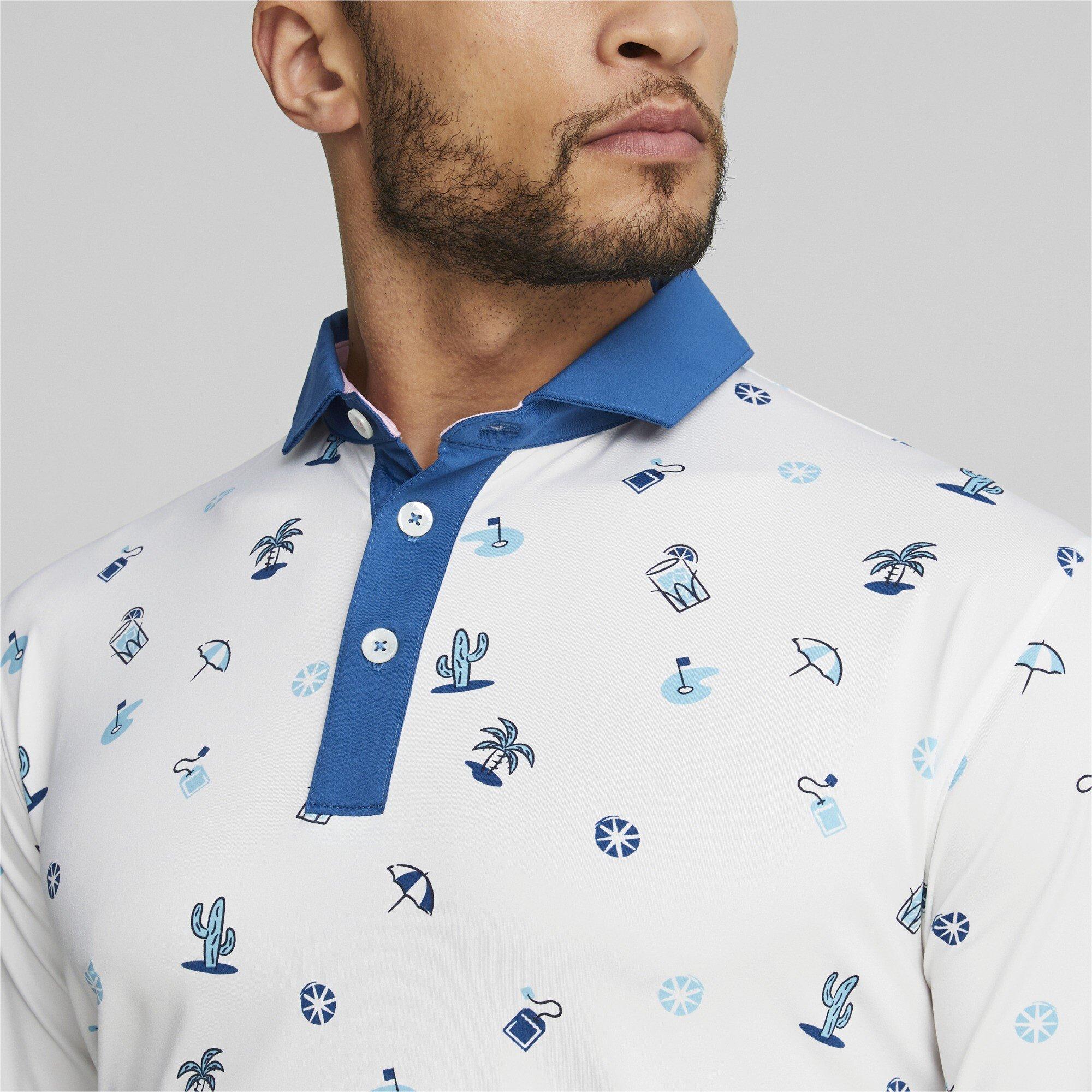 Weiß/Blau - Puma - Short-Sleeve Performance Polo Shirt - 3