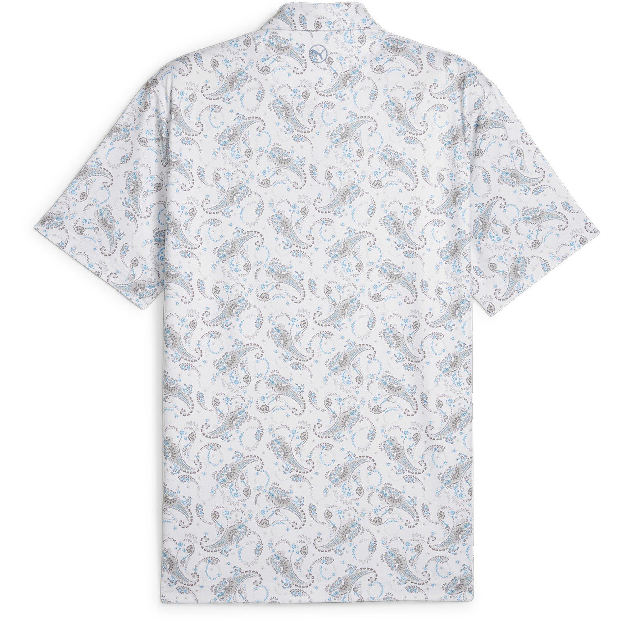 Bianco/Azzurro - Puma - Cloudspun Paisley Short-Sleeve Performance Polo Shirt - 2