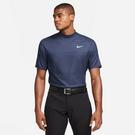 M Navy/White - Nike - Dri-FIT ADV Tiger Woods Men's Mock-Neck Jacquard Golf Polo - 1