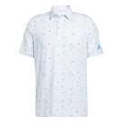 Blau/Marineblau - adidas - Mens Flag Print Golf Polo Shirt - 1