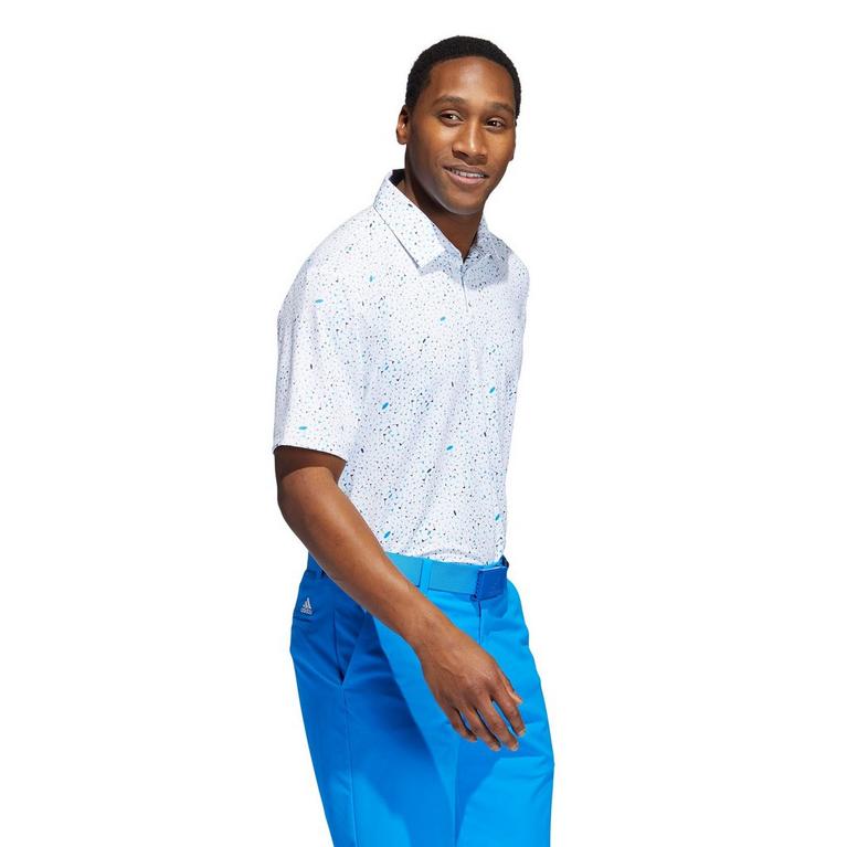 Blau/Marineblau - adidas - Mens Flag Print Golf Polo Shirt - 6