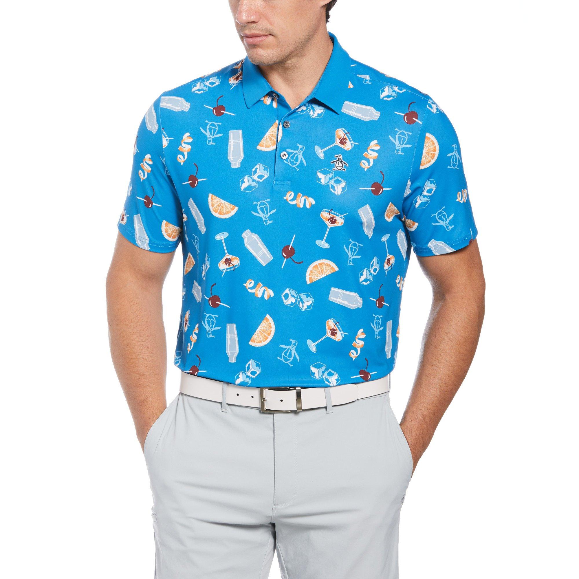Med Blue - Original Penguin Golf - Men's PG Alovr Oversize Short-Sleeve Performance Polo Shirt - 1
