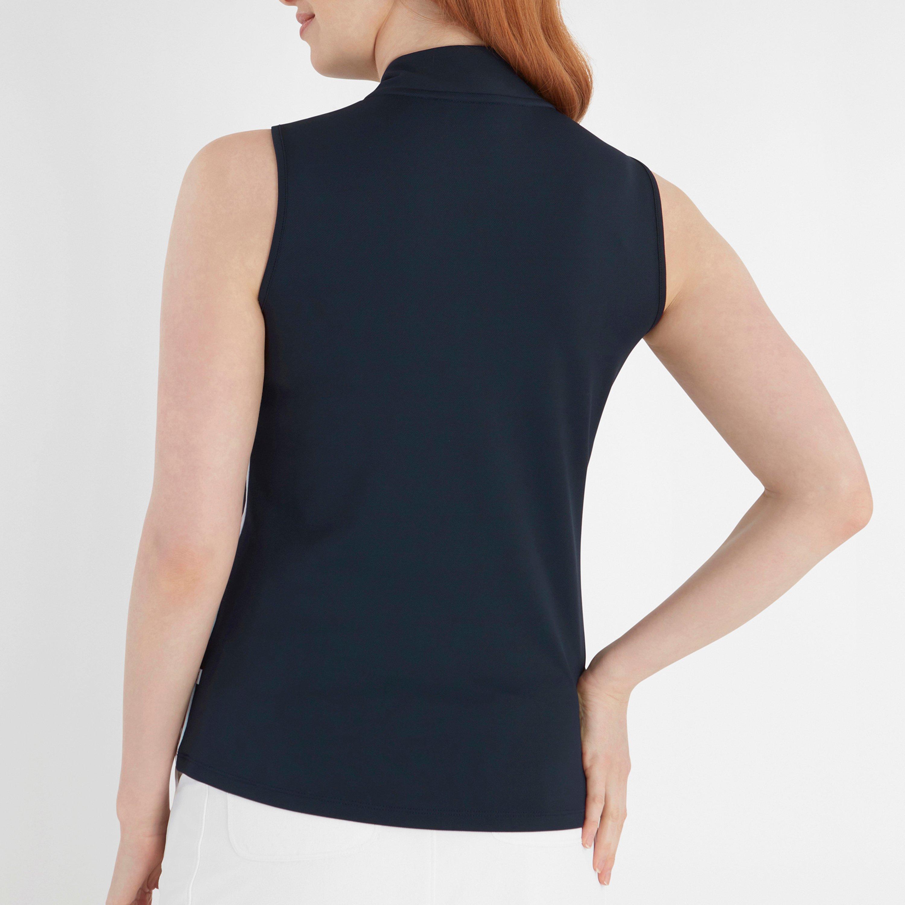 Navy White - Calvin Klein Golf - Sleeveless Performance Polo Shirt - 3