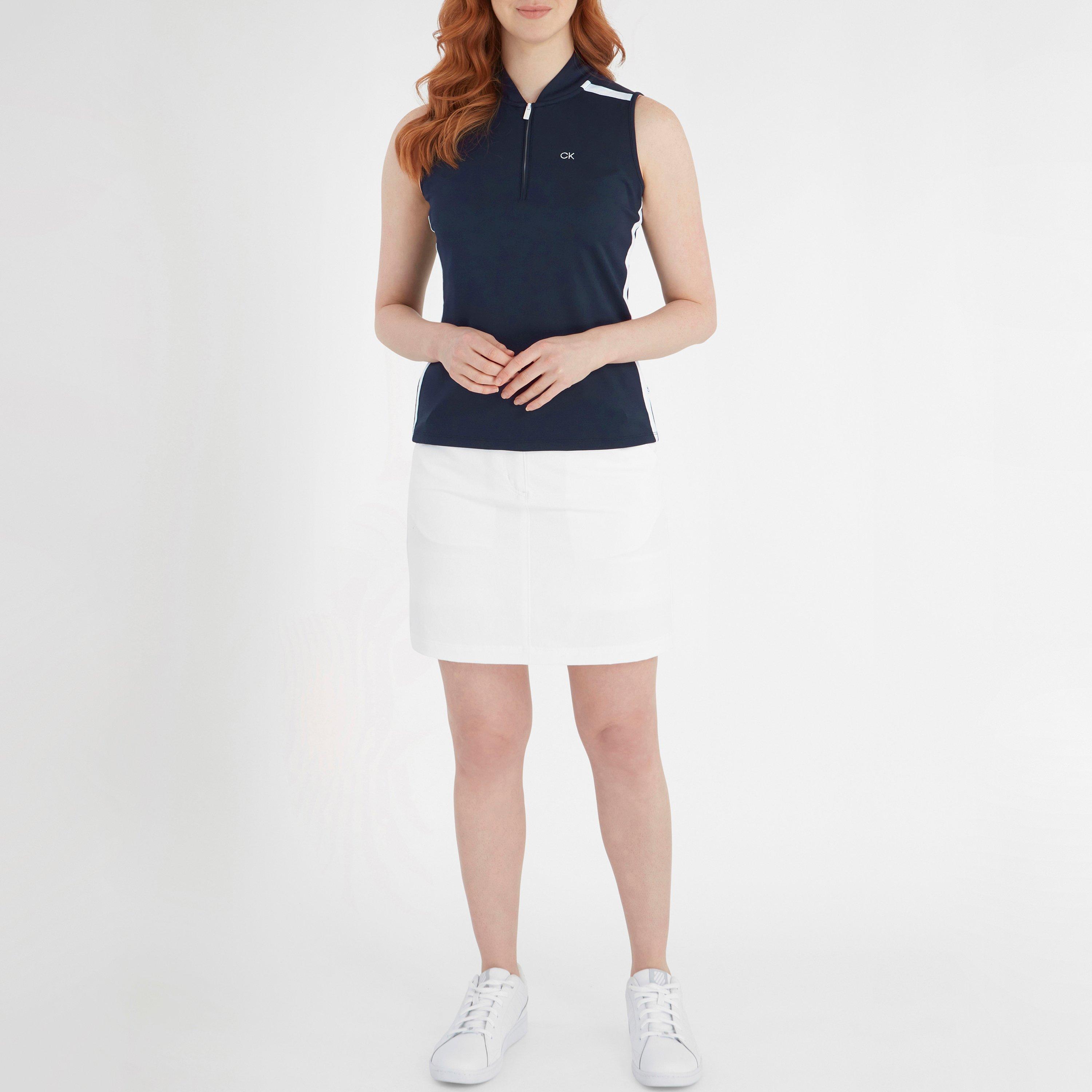 Navy White - Calvin Klein Golf - Sleeveless Performance Polo Shirt - 4
