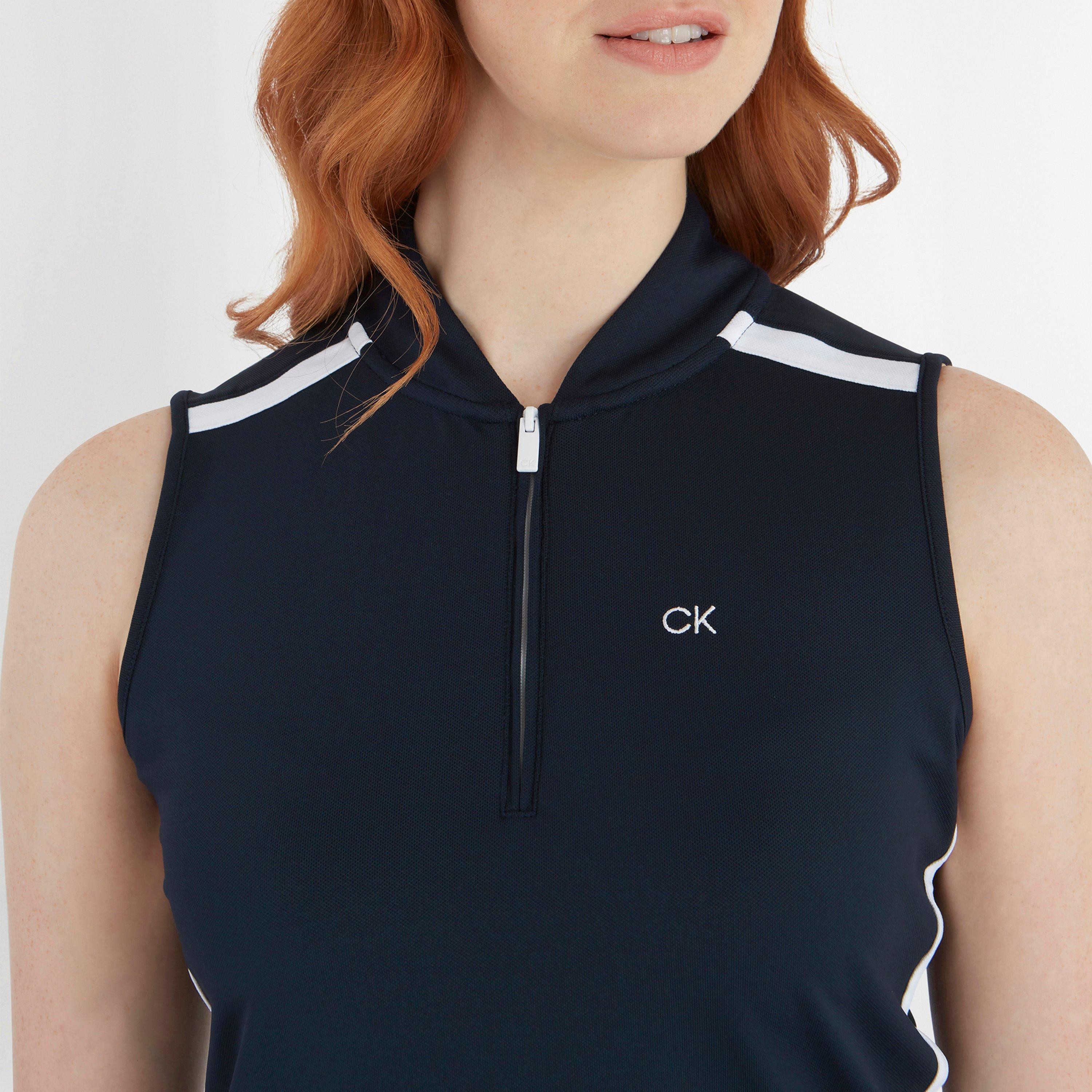Navy White - Calvin Klein Golf - Sleeveless Performance Polo Shirt - 5