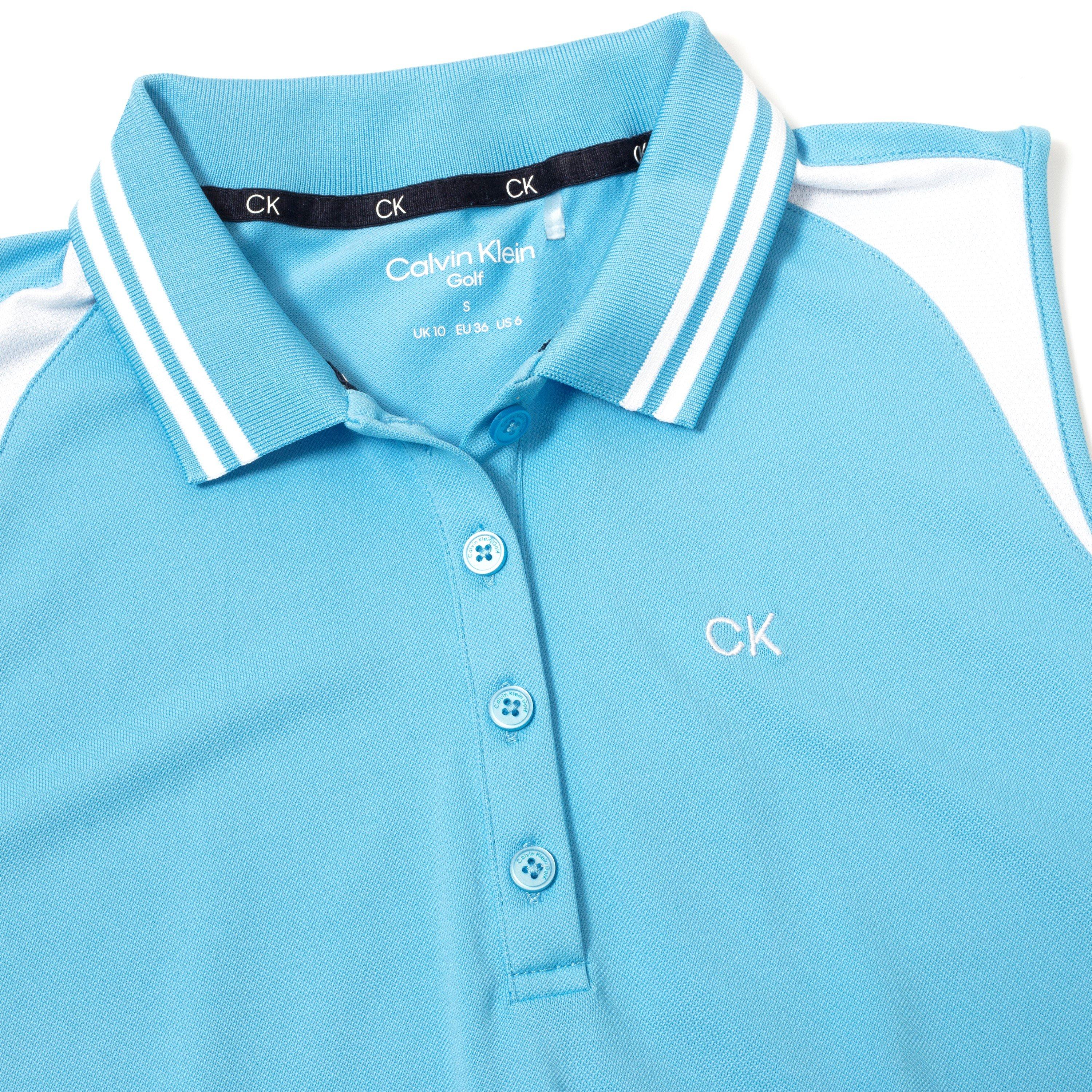 Htge Blue White - Calvin Klein Golf - Sleeveless Performance Polo Shirt - 7