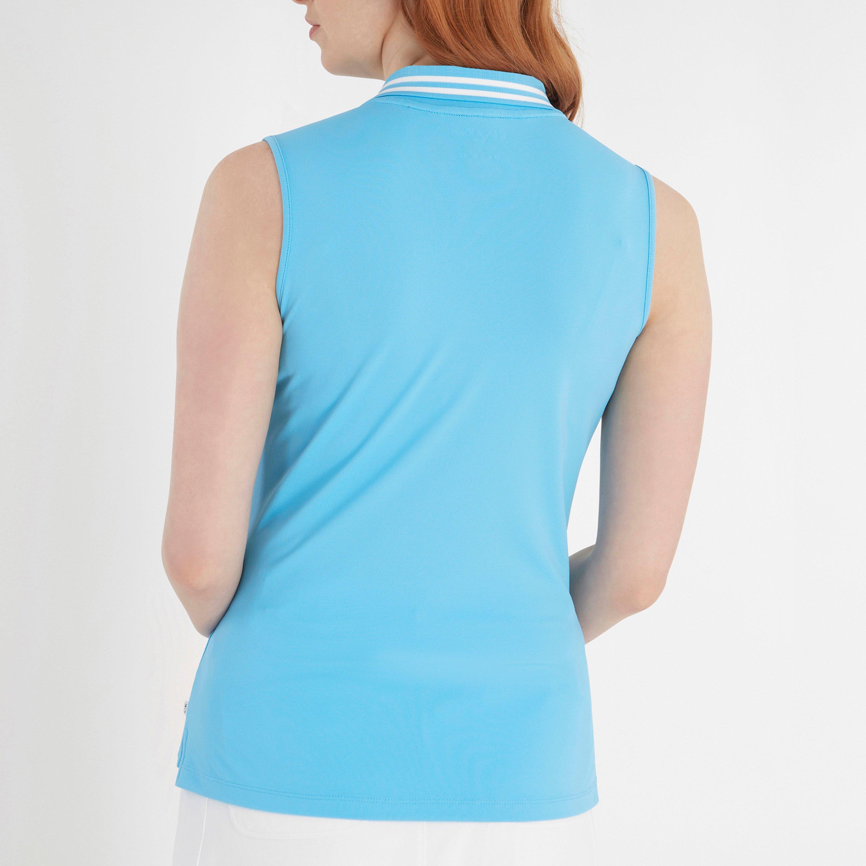 Htge Blue White - Calvin Klein Golf - Sleeveless Performance Polo Shirt - 3