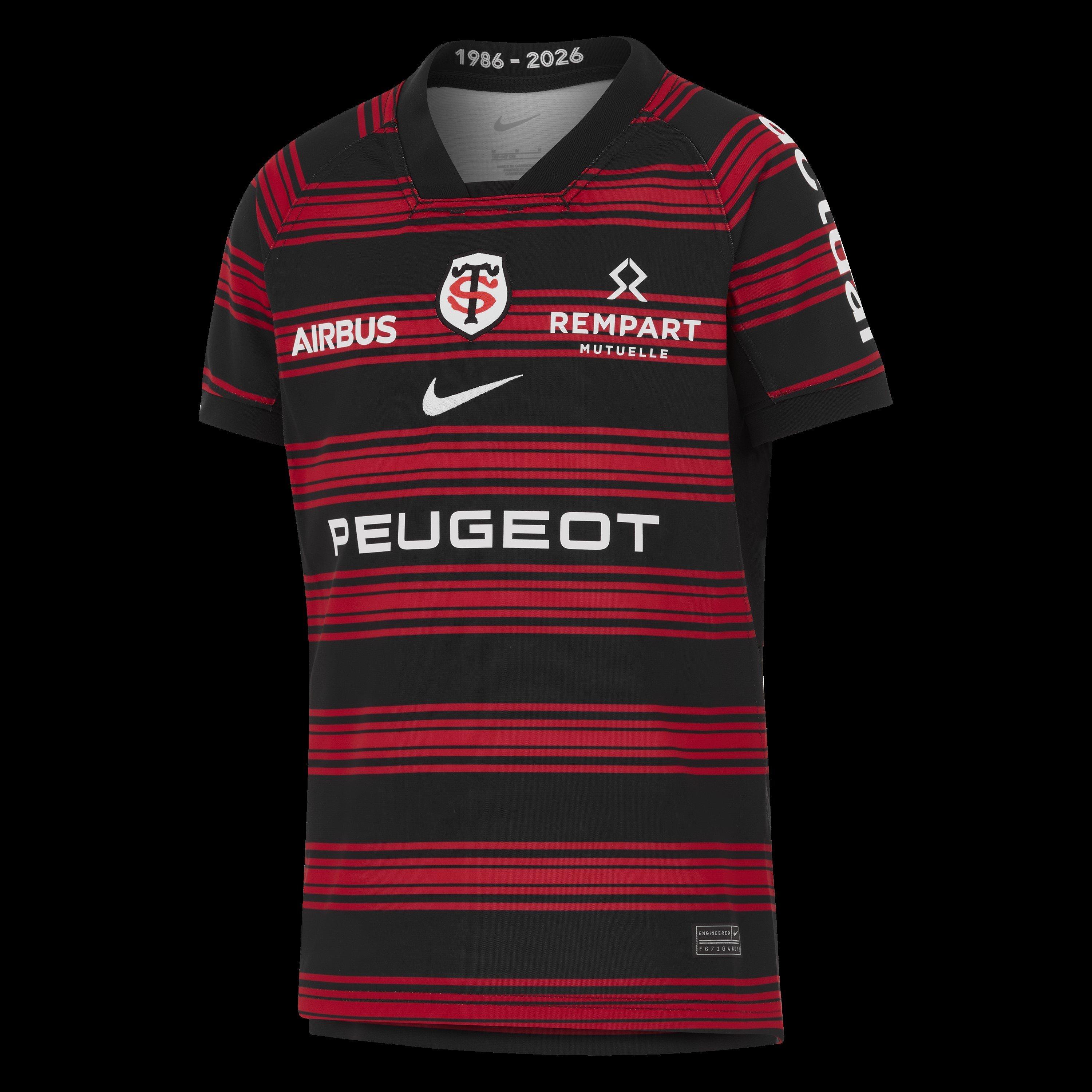 Nike  Kids Stade Toulousain Home Shirt 2025 2026 Juniors - Blk/Uni Red/Wht - 7-8 (S)
