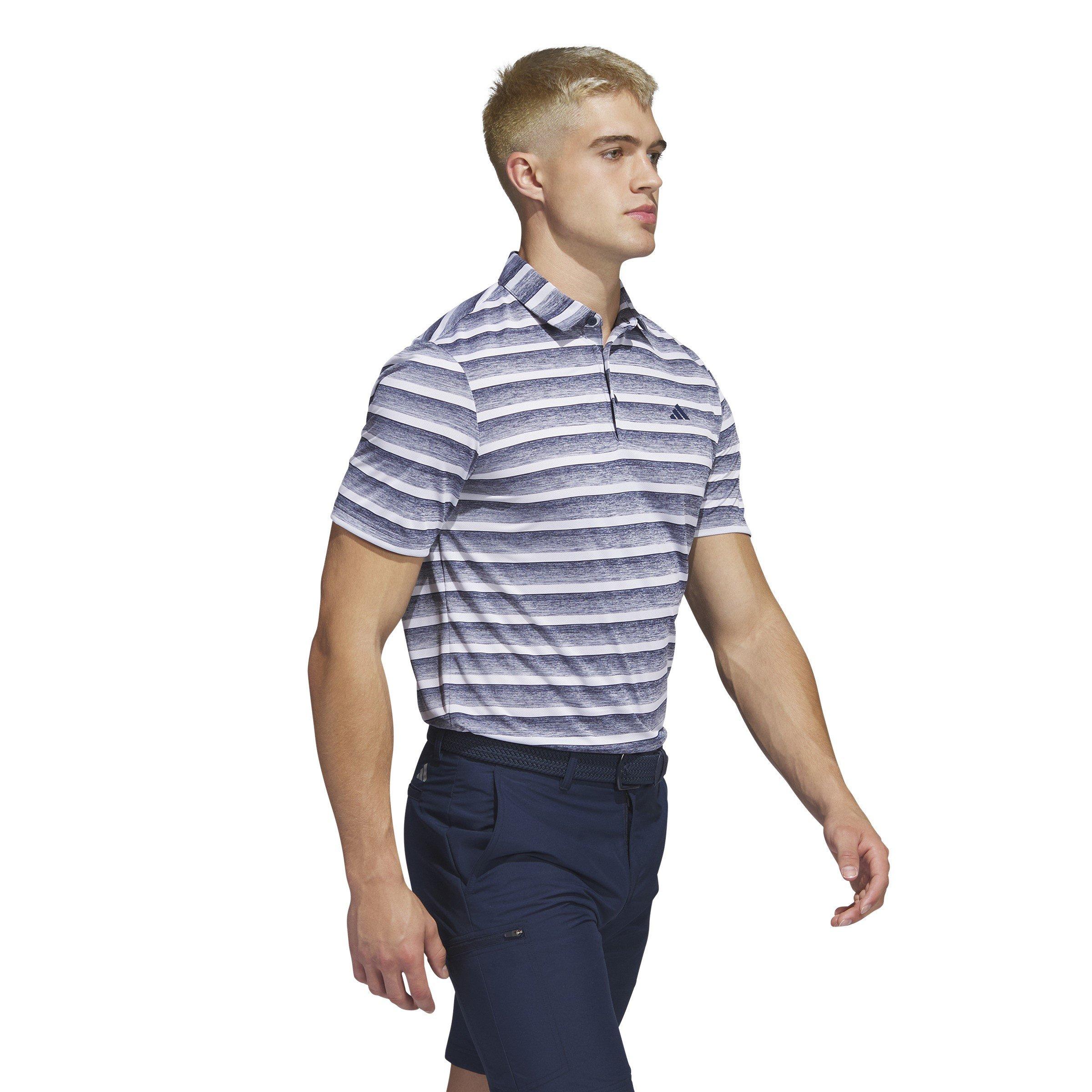 Blu navy bianco - adidas - Two-Color Striped Golf Polo Shirt Adults - 4