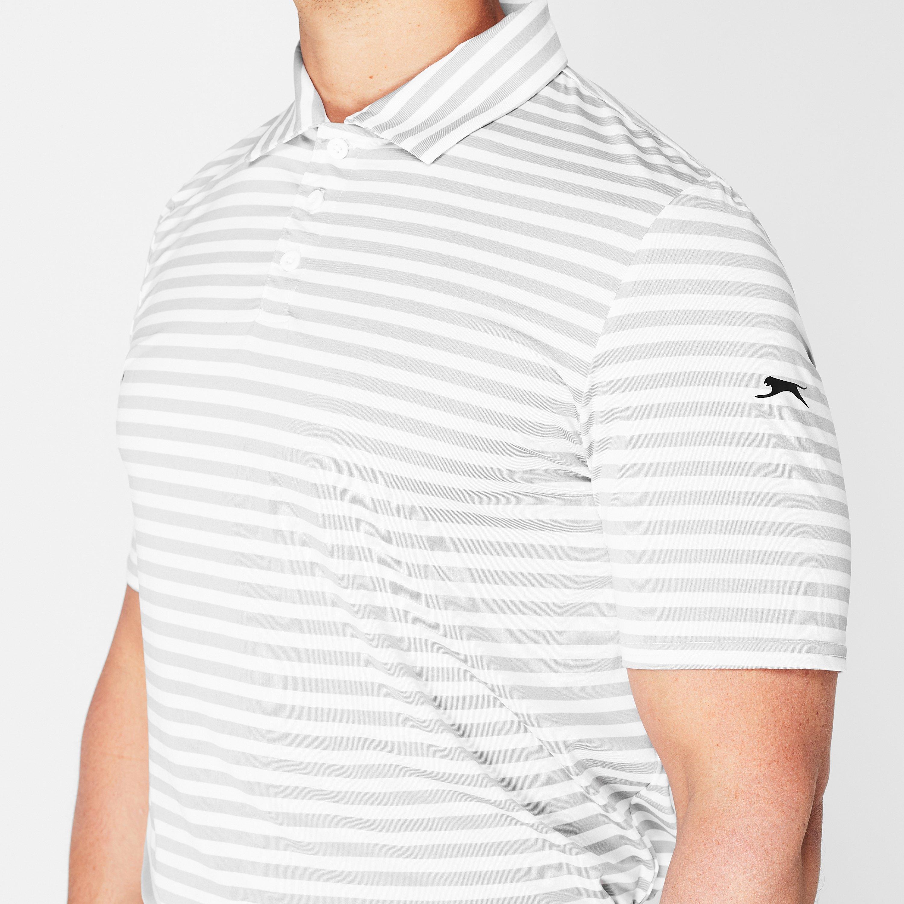 White - Slazenger - Stripe Polo Shirt Mens - 4