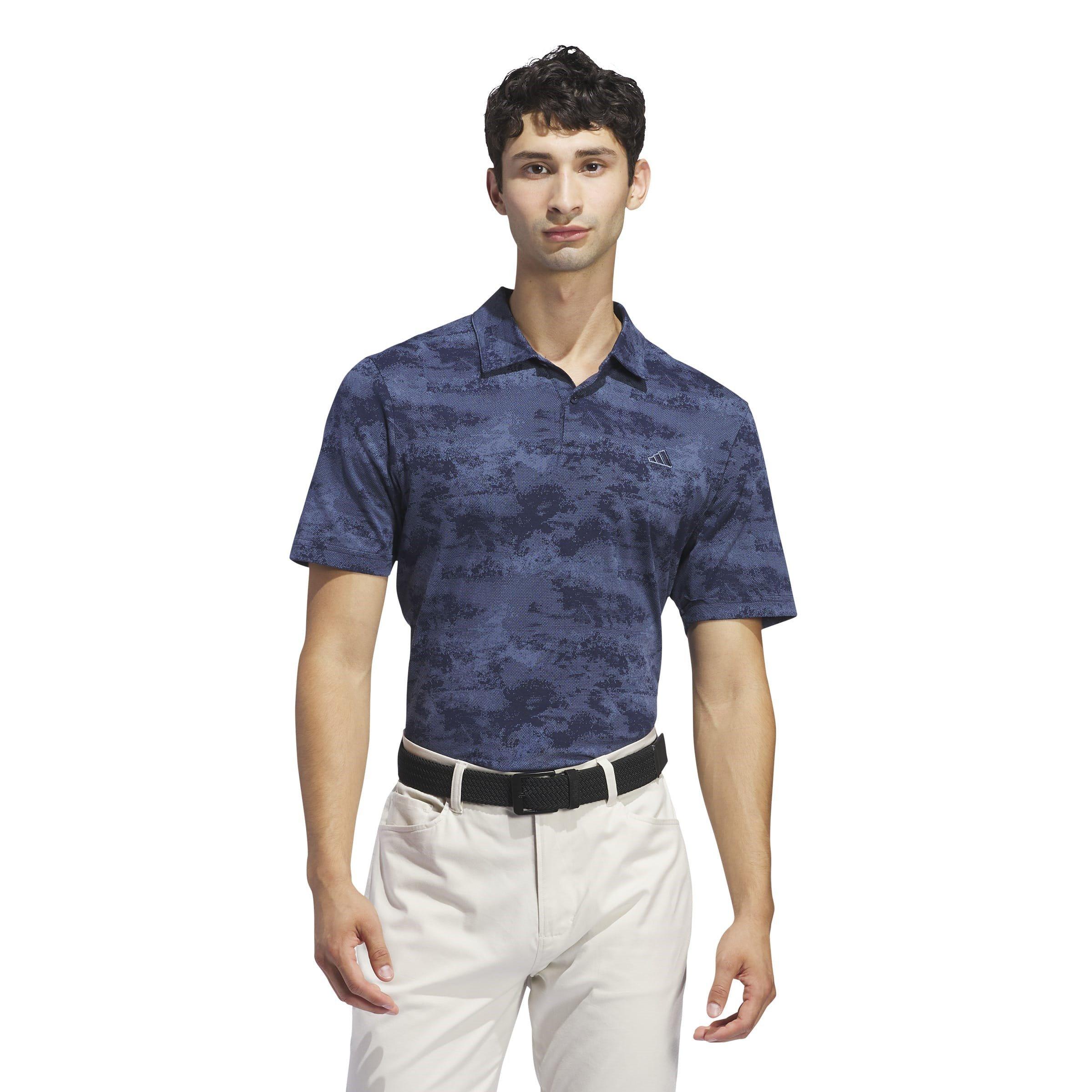 Collegiate Navy - adidas - Go-To Printed Mesh Golf Polo Shirt Mens - 3