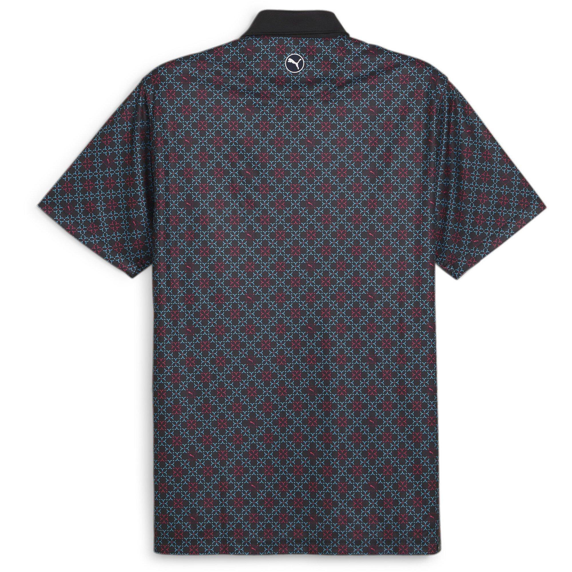 Black/Aqua - Puma - Pure Monogram Short-Sleeve Performance Polo Shirt - 2