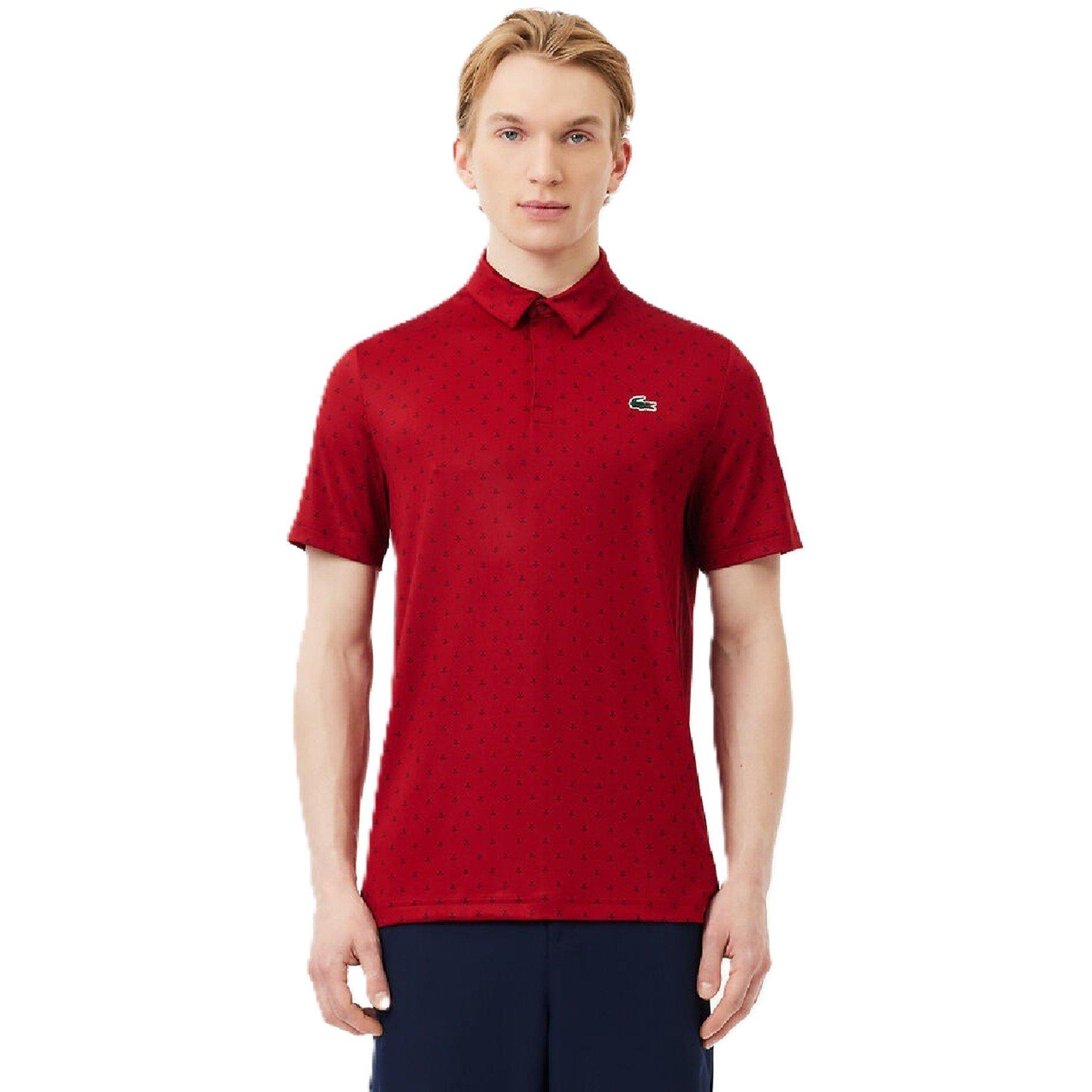 Lacoste Men's Ora/Navy Blue Short-Sleeve Performance Polo Shirt - XS