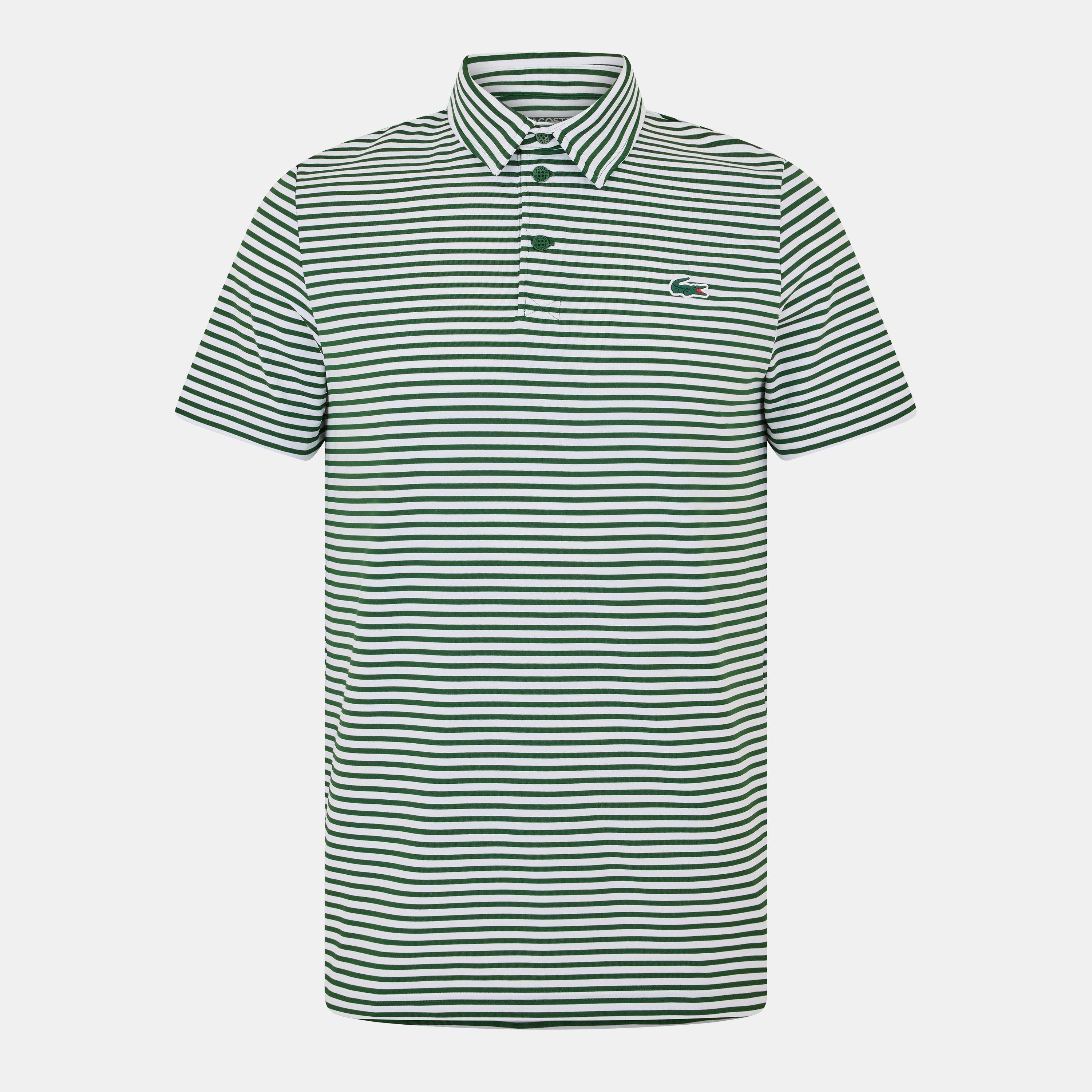 Lacoste Men's Green/White Short-Sleeve Performance Polo Shirt - L