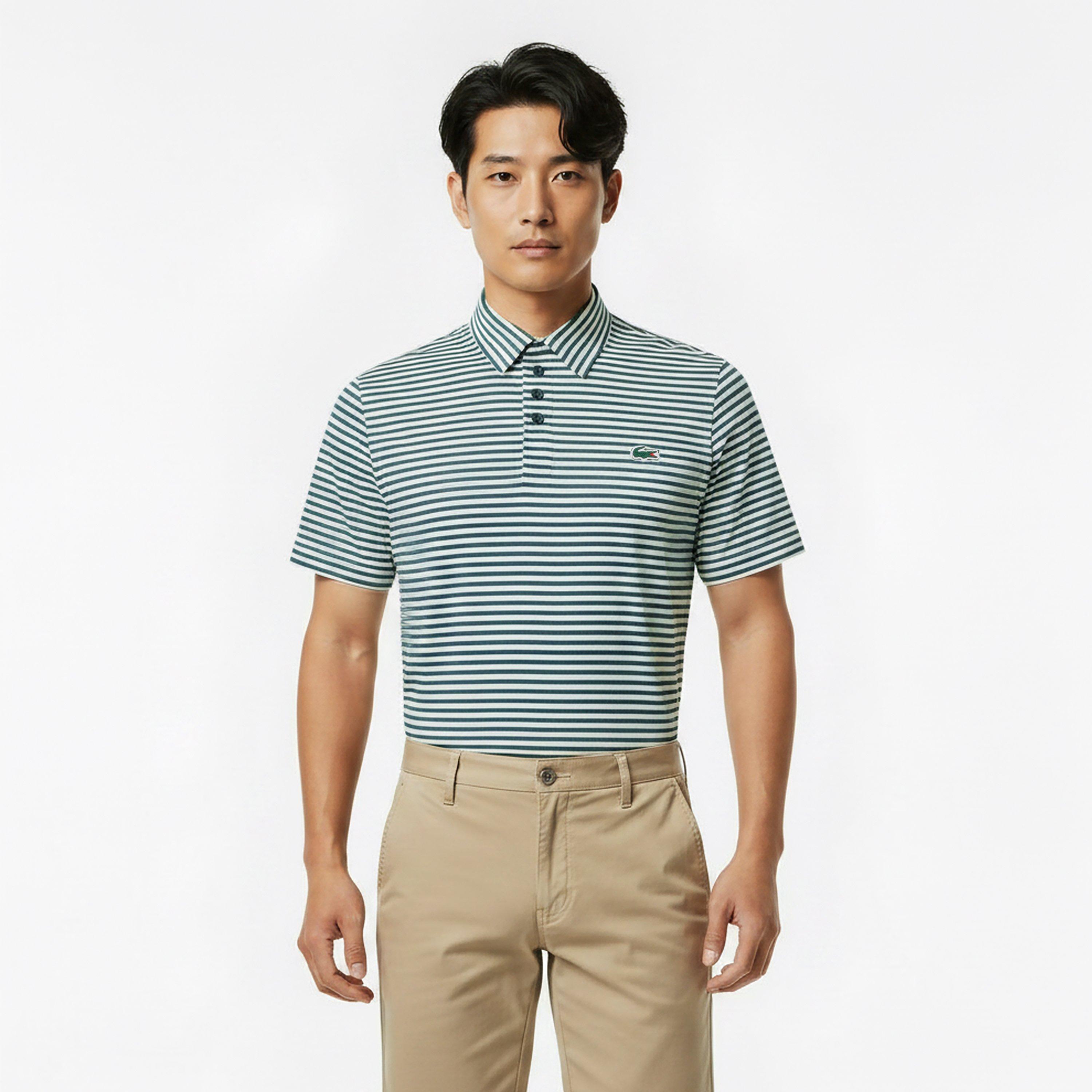 Green/White - Lacoste - Men's Short-Sleeve Performance Polo Shirt - 3