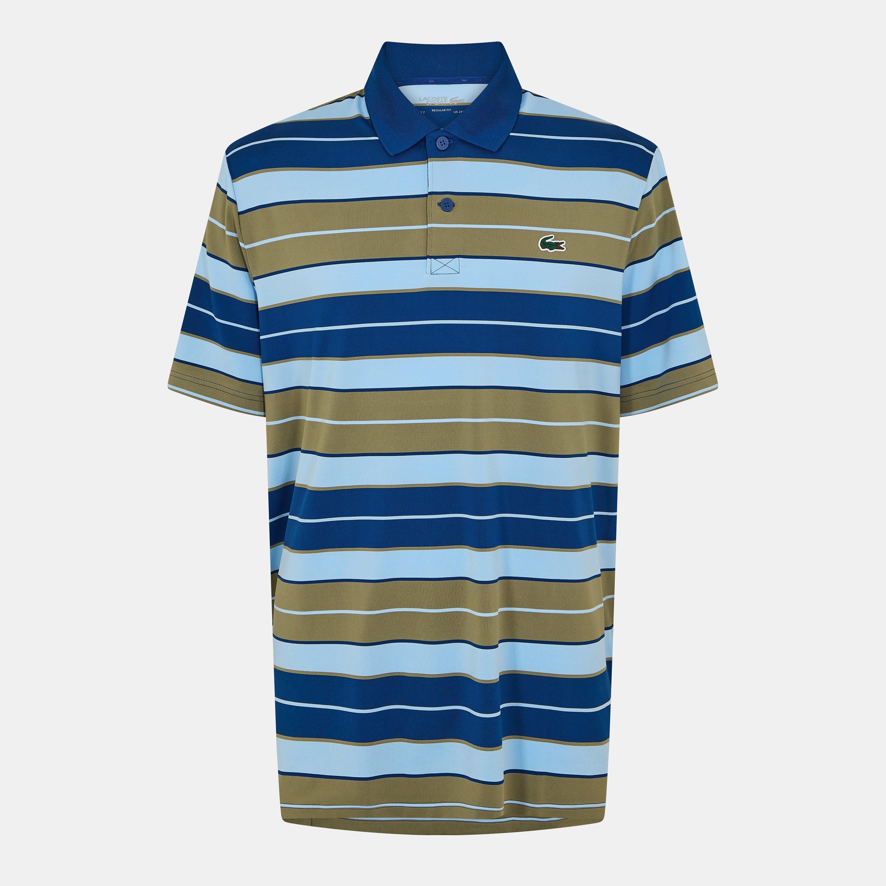 Lacoste Men's Khaki/Globe Short Sleeve Performance Polo Shirt - S