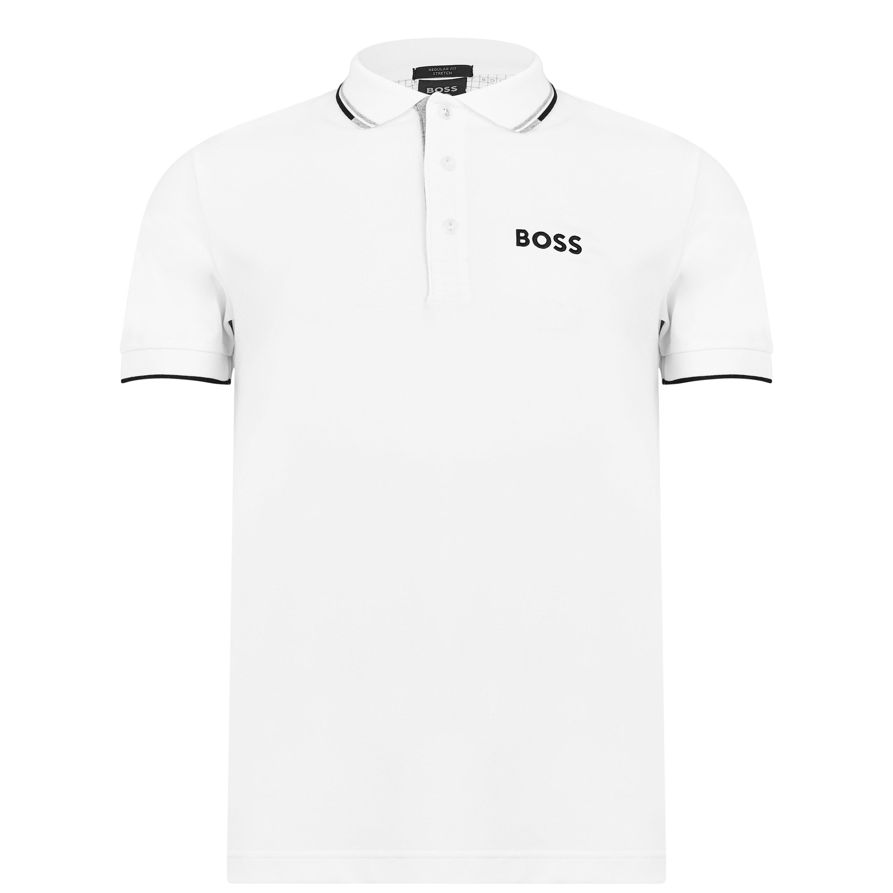 White 100 - Boss - Mens BOSS GREEN Paddy Pro Premium Cotton Polo Shirt - 7