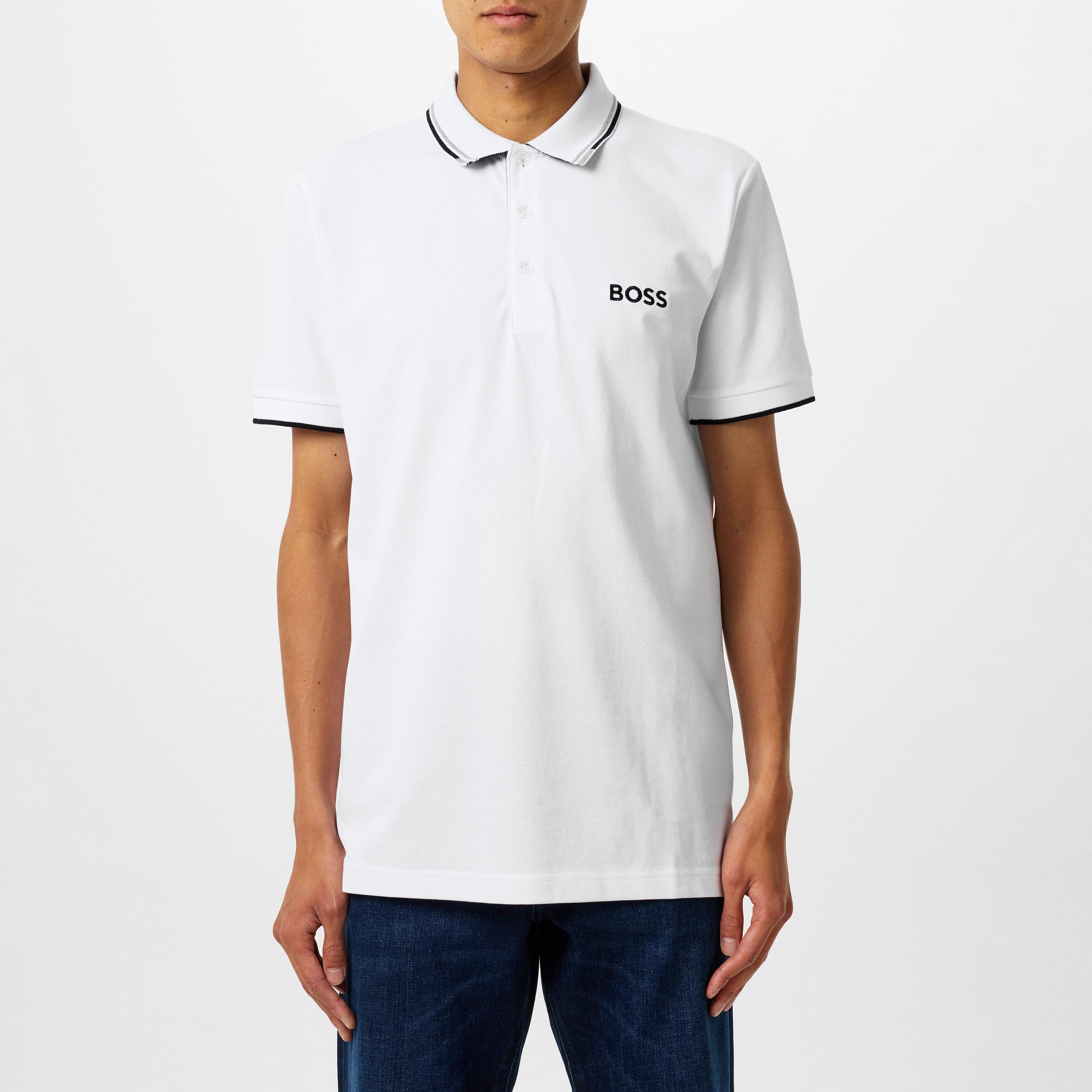 White 100 - Boss - Mens BOSS GREEN Paddy Pro Premium Cotton Polo Shirt - 3