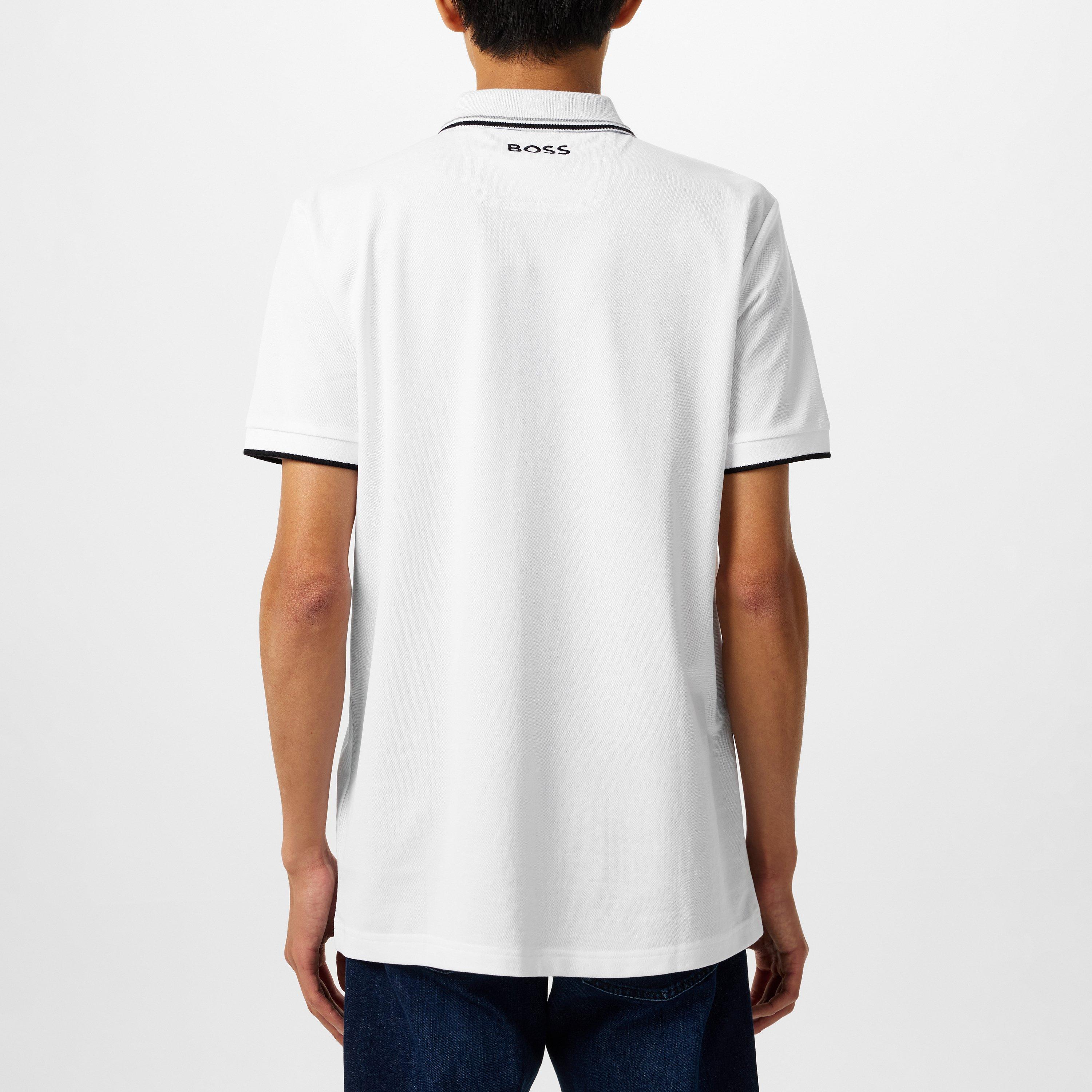 White 100 - Boss - Mens BOSS GREEN Paddy Pro Premium Cotton Polo Shirt - 4