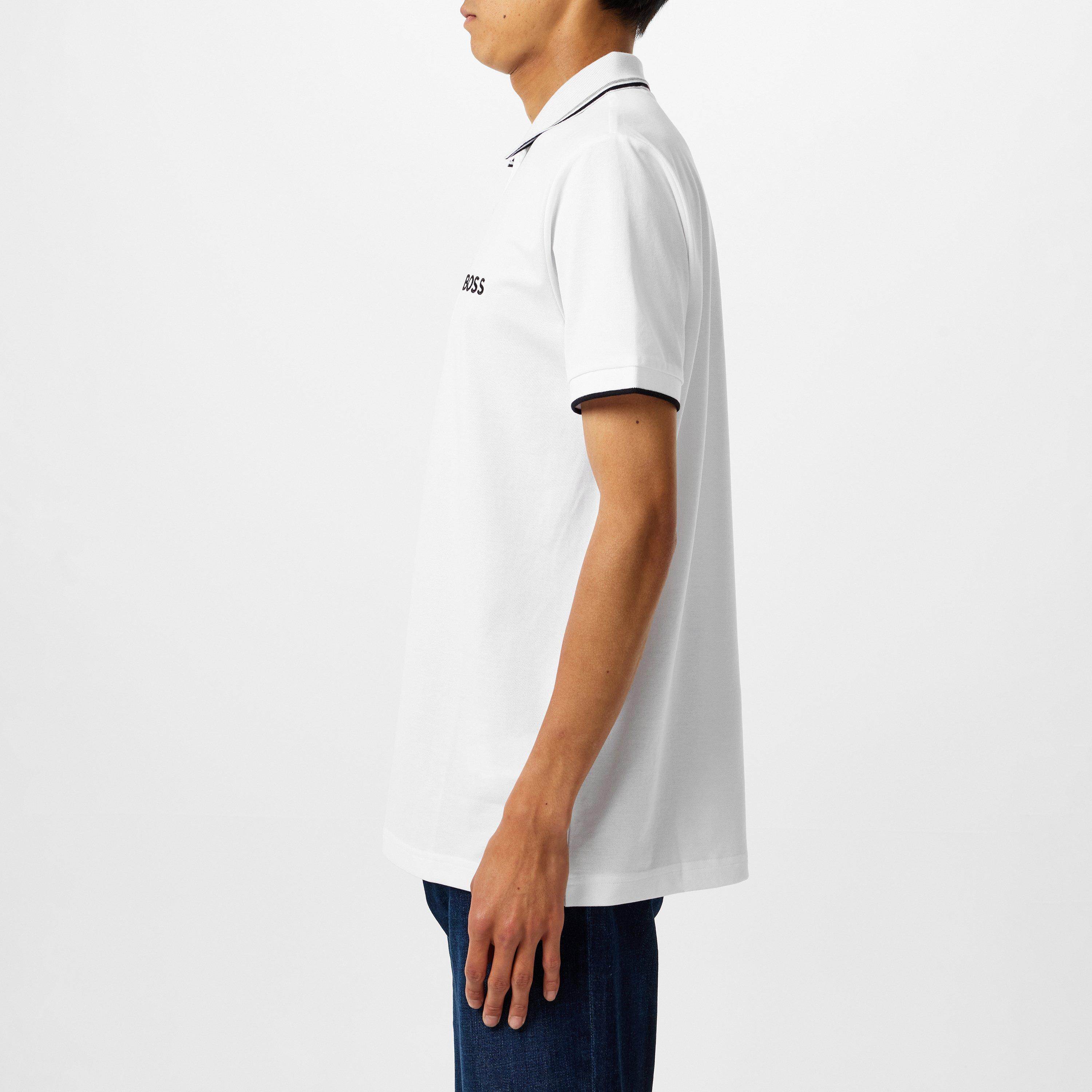 White 100 - Boss - Mens BOSS GREEN Paddy Pro Premium Cotton Polo Shirt - 5