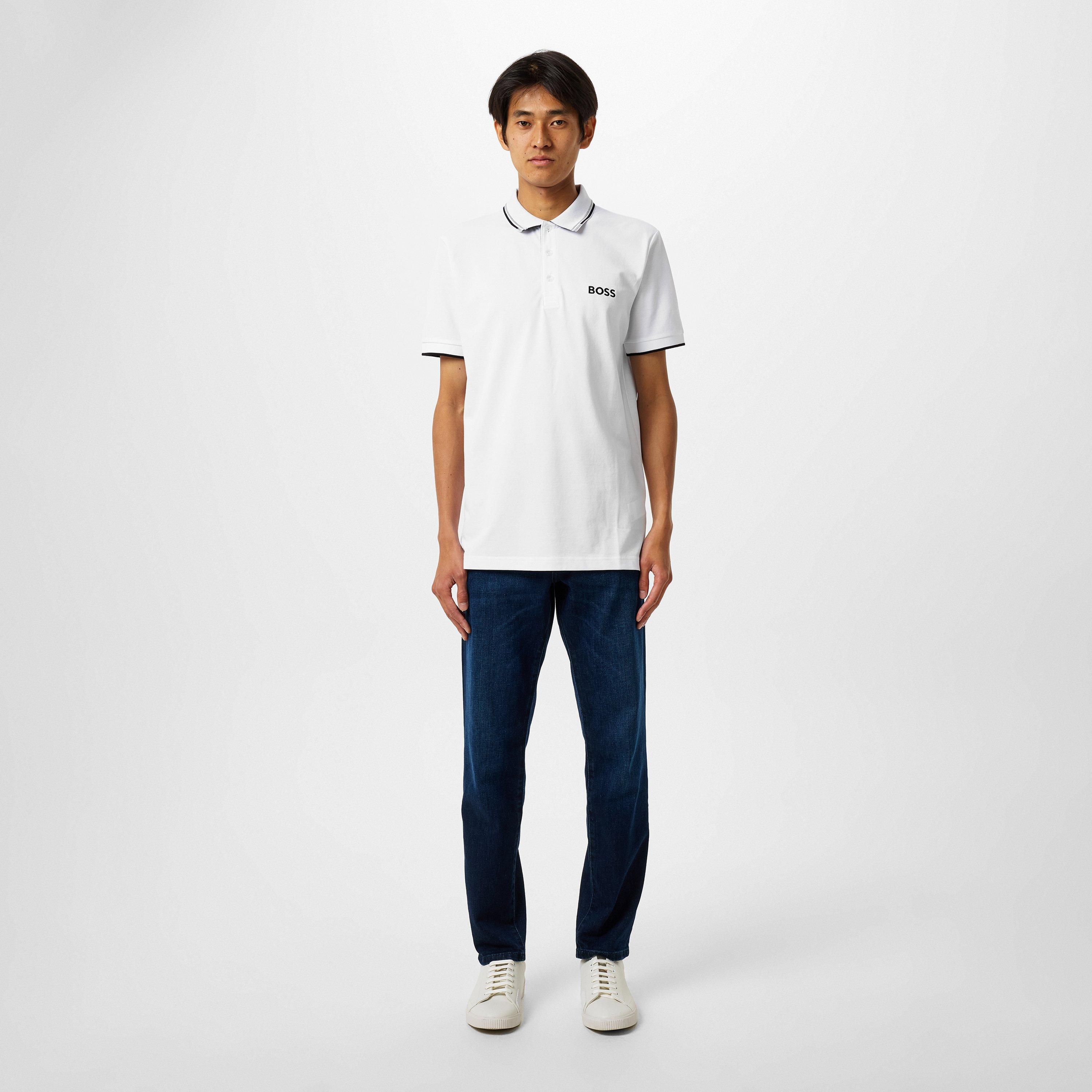White 100 - Boss - Mens BOSS GREEN Paddy Pro Premium Cotton Polo Shirt - 6