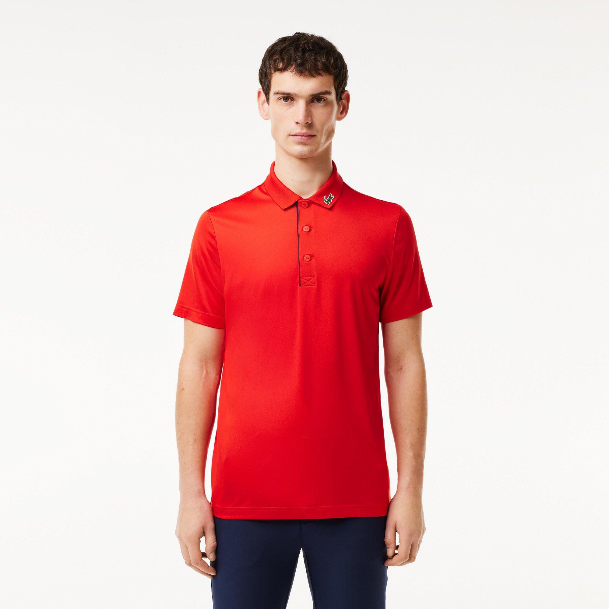 Lacoste Crocodile Polo Shirt Mens - Redcurrant/Navy - XS
