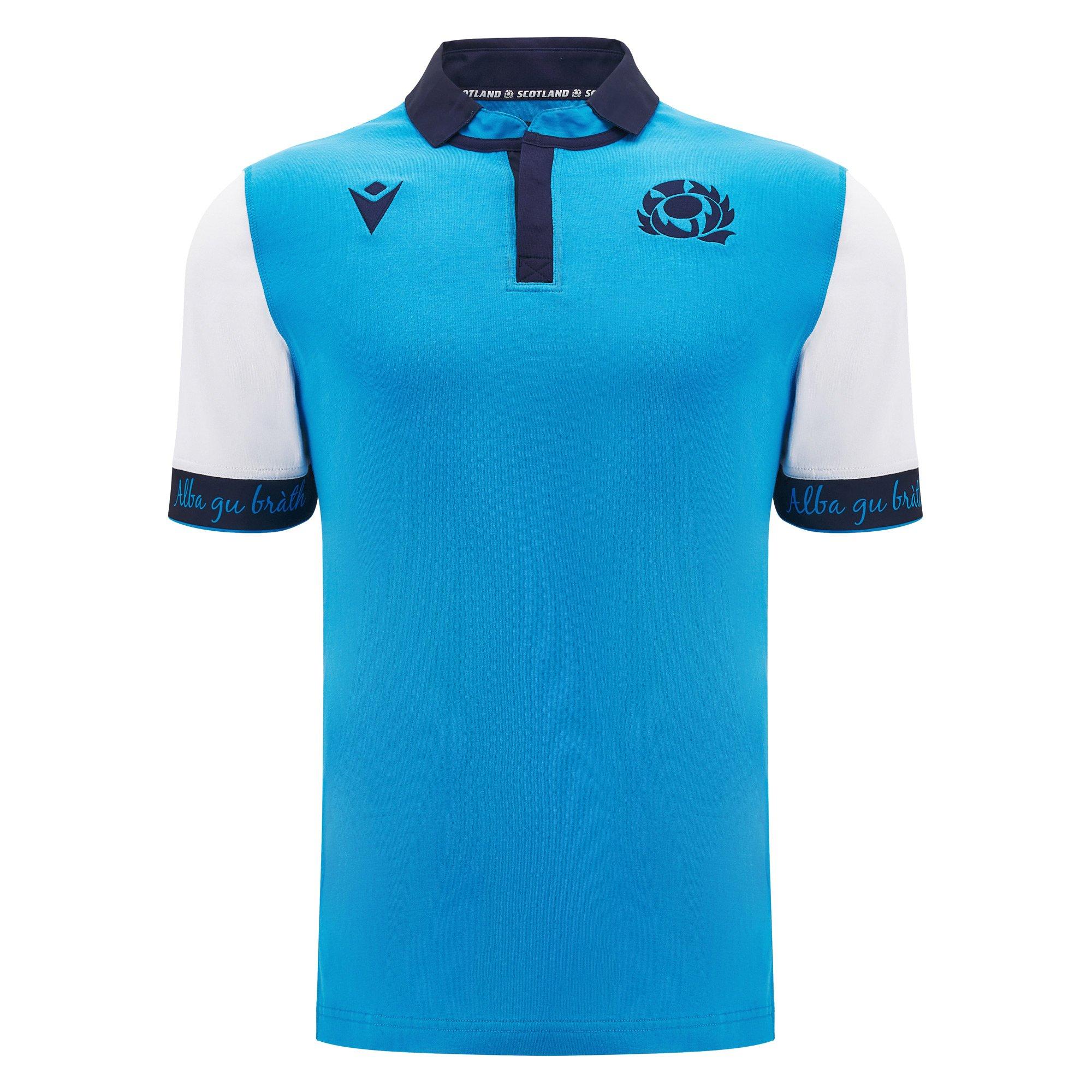 Macron Men's Scotland Rugby Away Cotton Shirt 2024 Adults - White - Medium