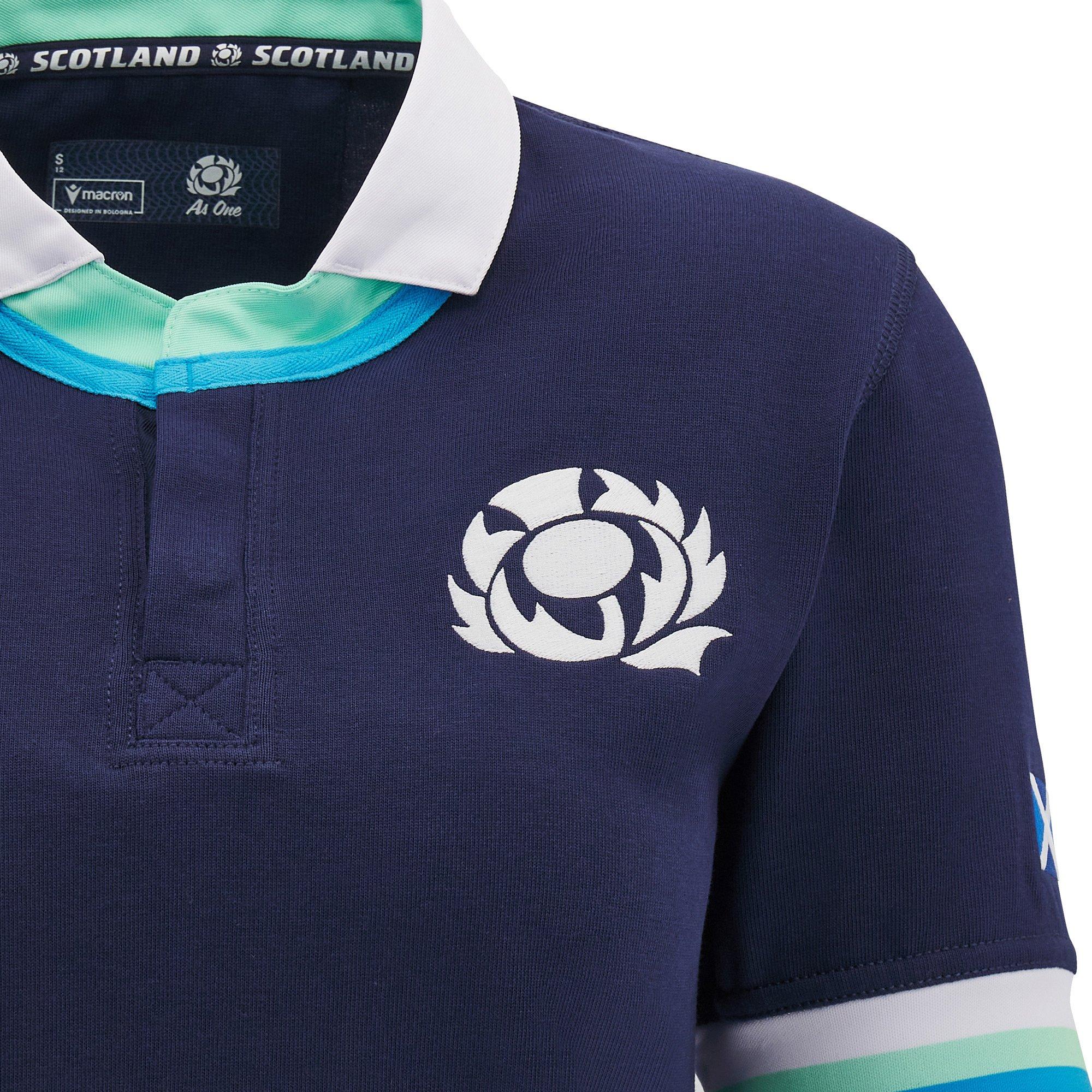 Blue - Macron - Scotland Rugby Home Cotton Shirt 2024 Womens - 3