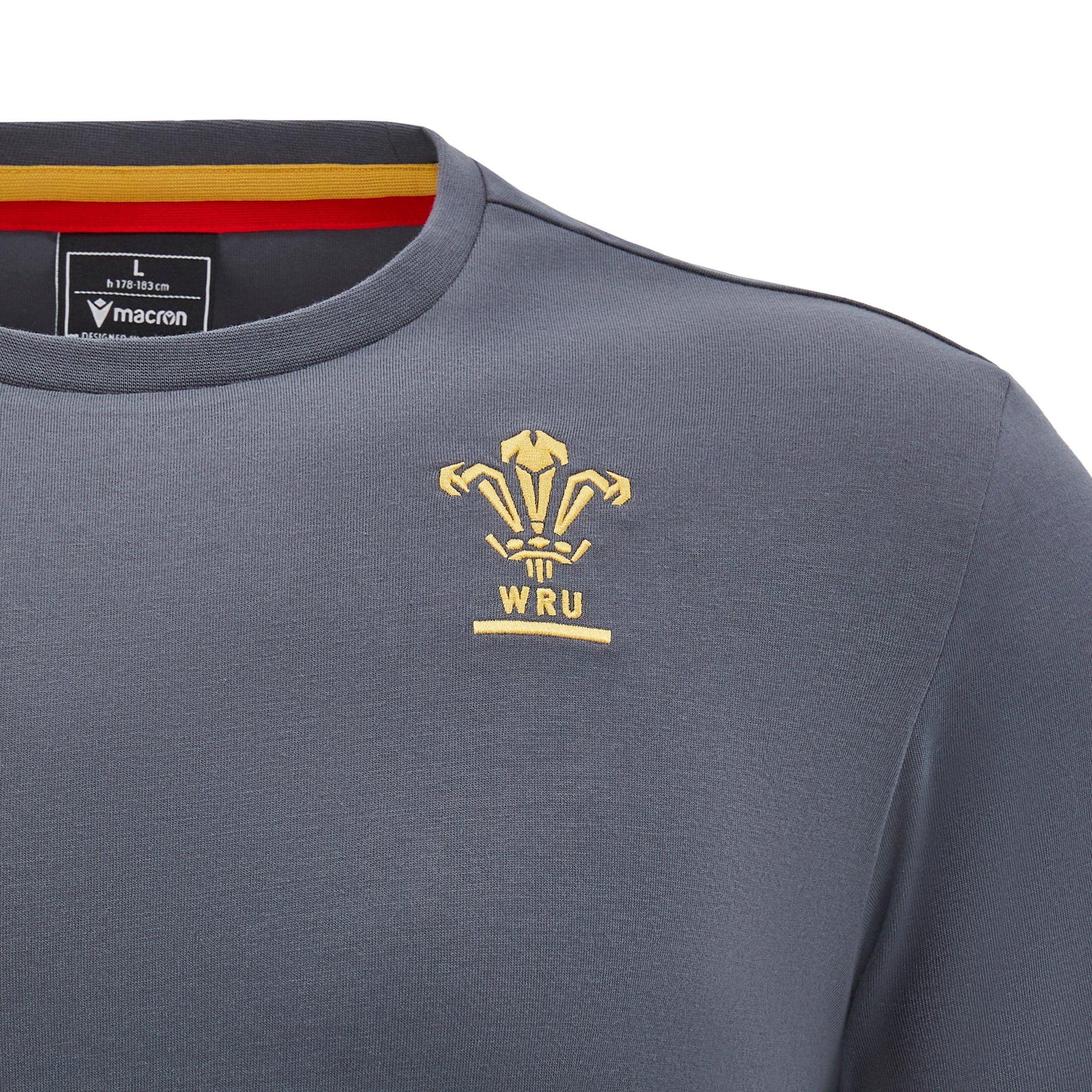 Sivo/Zlatno/Crveno - Macron - Wales Rugby Union T-Shirt 2024 Adults - 3