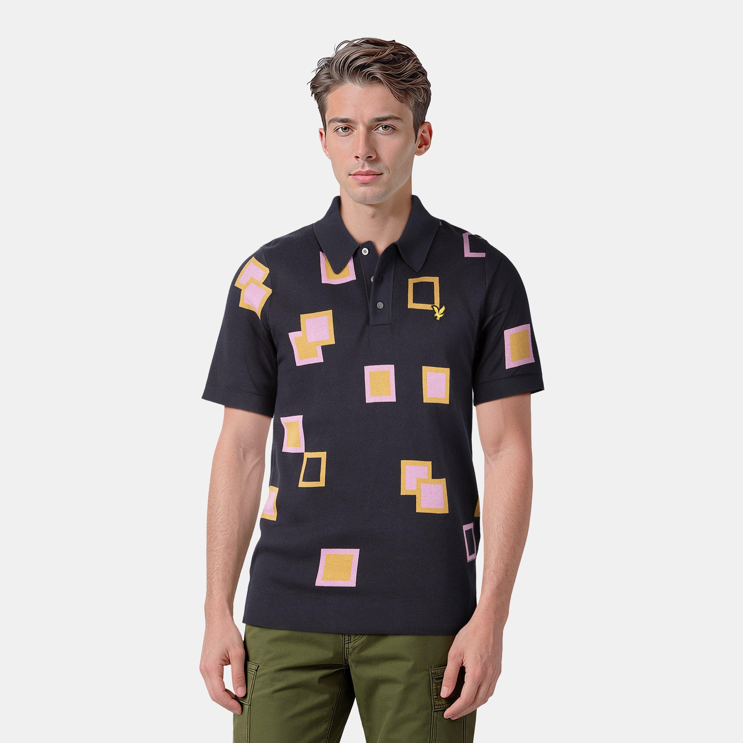 Mørkeblå - Lyle and Scott - Men's Knitted Golf Short-Sleeve Performance Polo Shirt - 2