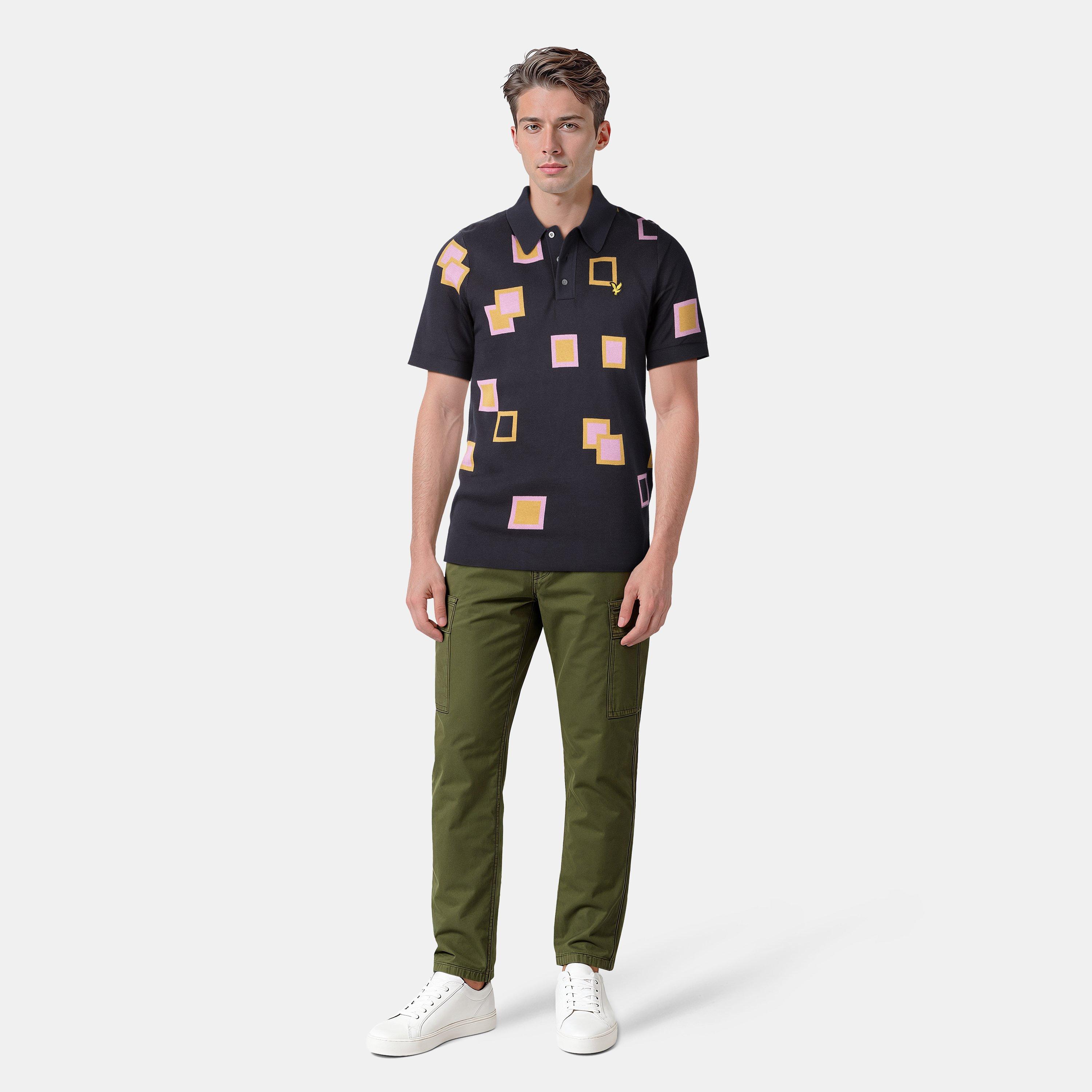 Mørkeblå - Lyle and Scott - Men's Knitted Golf Short-Sleeve Performance Polo Shirt - 5