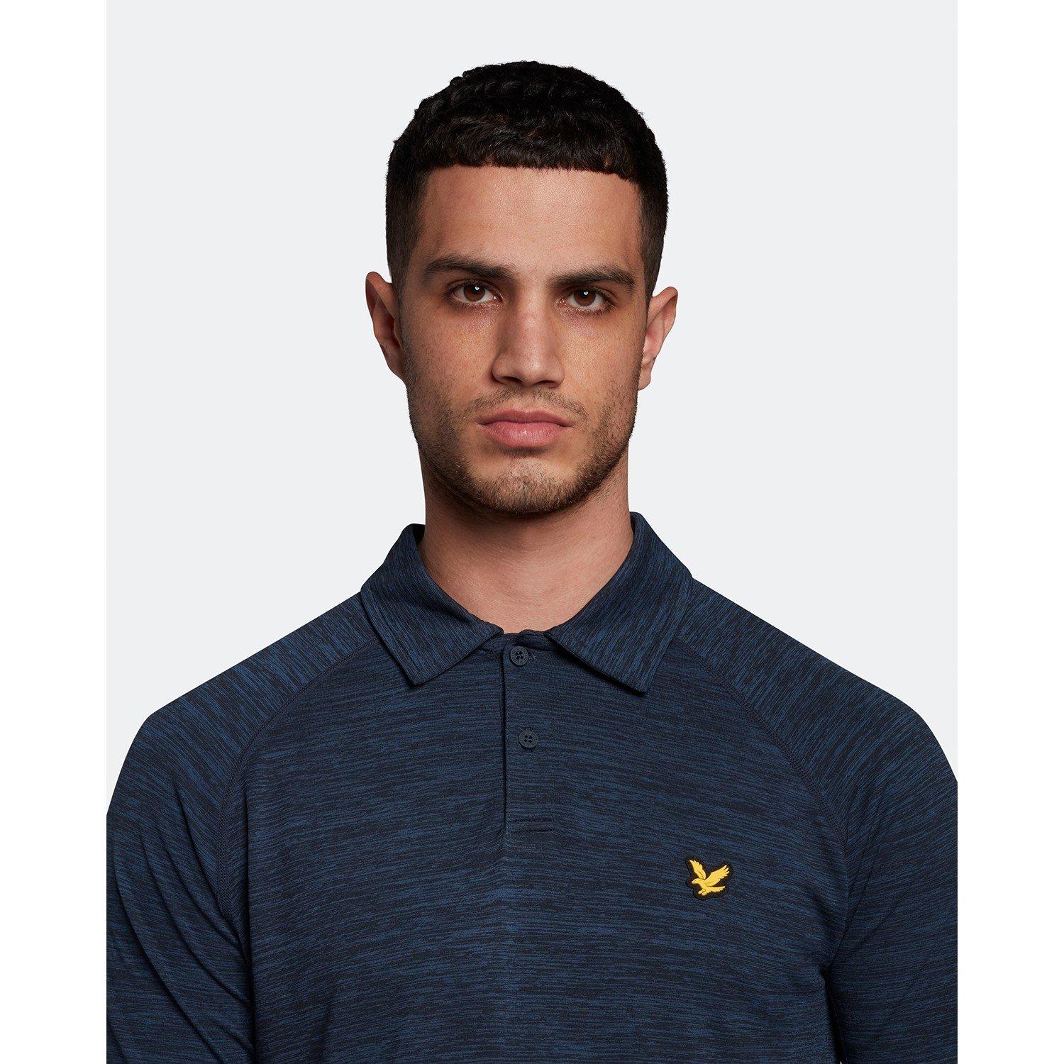 Dark Navy Marl - Lyle and Scott - Seamless Short Sleeve Polo Shirt - 1