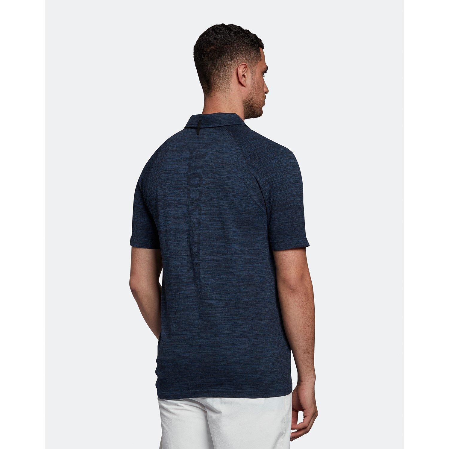 Dark Navy Marl - Lyle and Scott - Seamless Short Sleeve Polo Shirt - 2