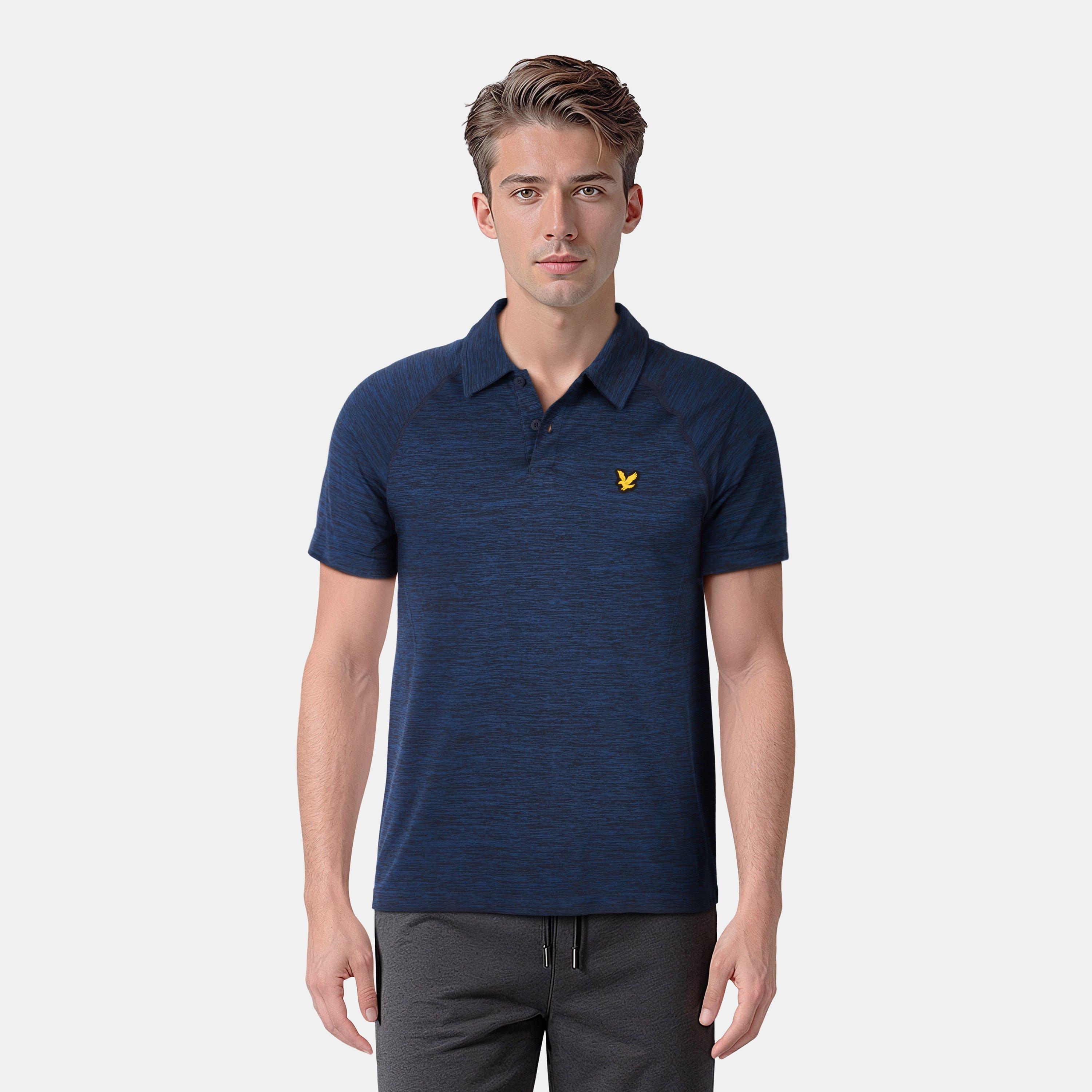 Dark Navy Marl - Lyle and Scott - Seamless Short Sleeve Polo Shirt - 3