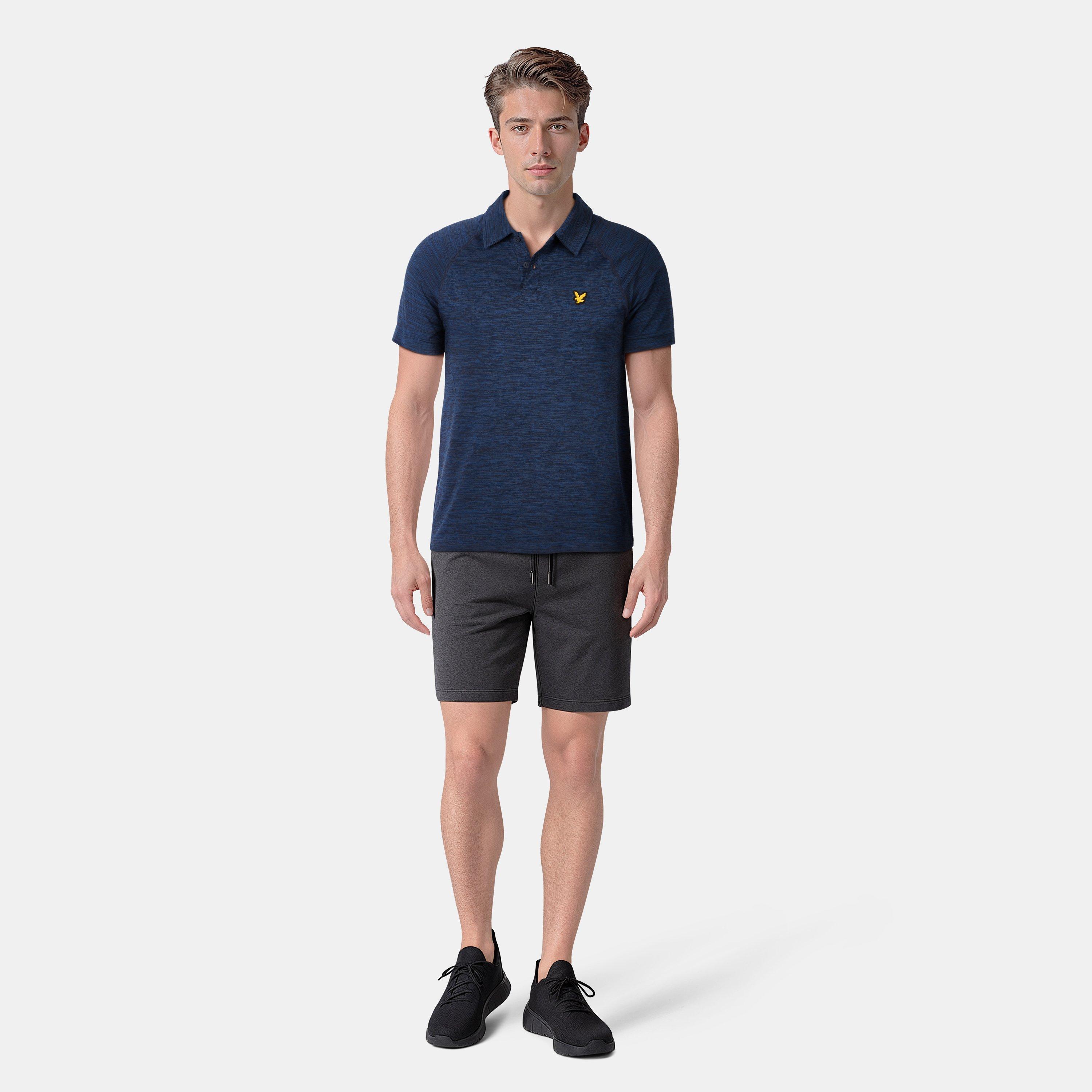 Dark Navy Marl - Lyle and Scott - Seamless Short Sleeve Polo Shirt - 6