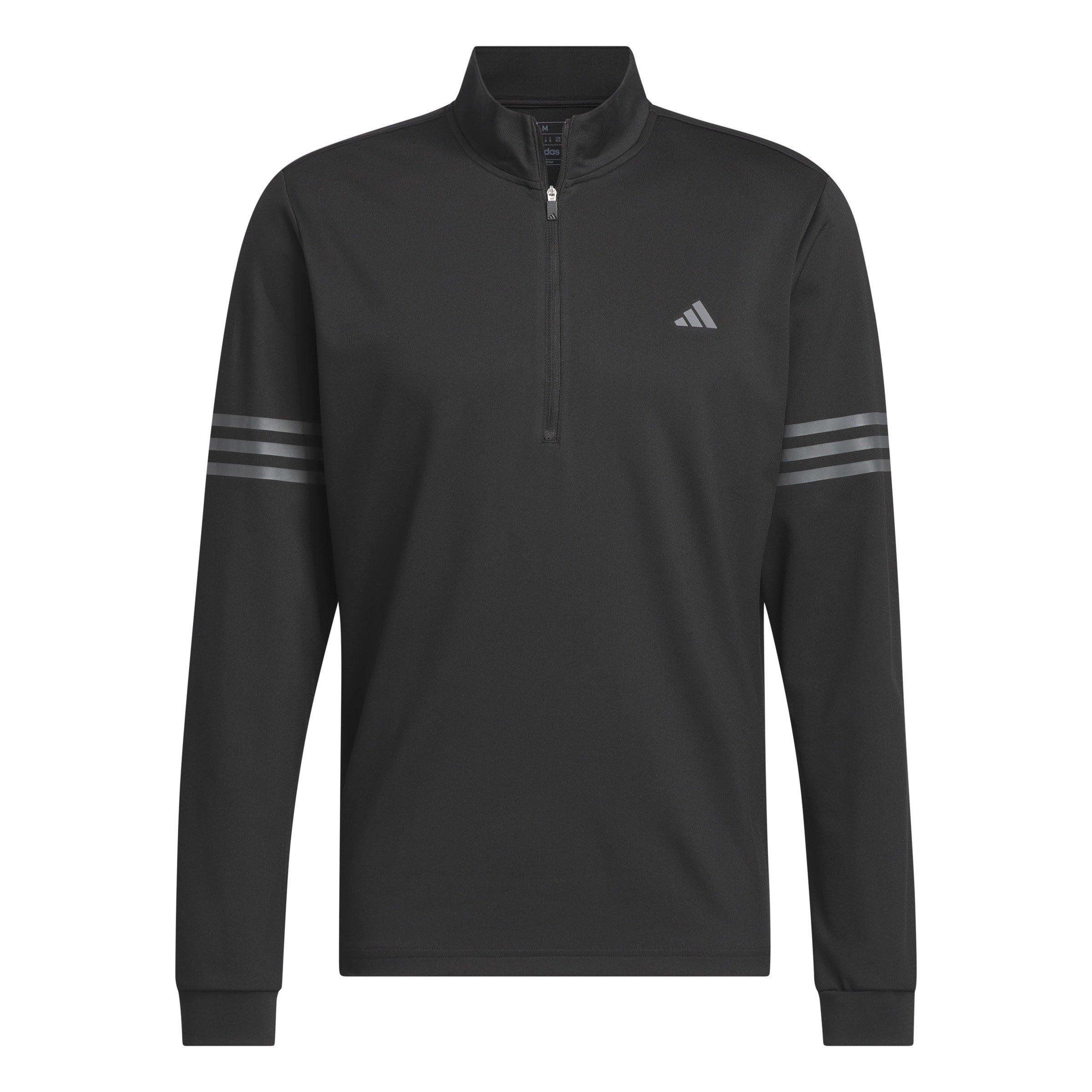 Black - adidas - 3 Stripe Zip Top Mens - 1