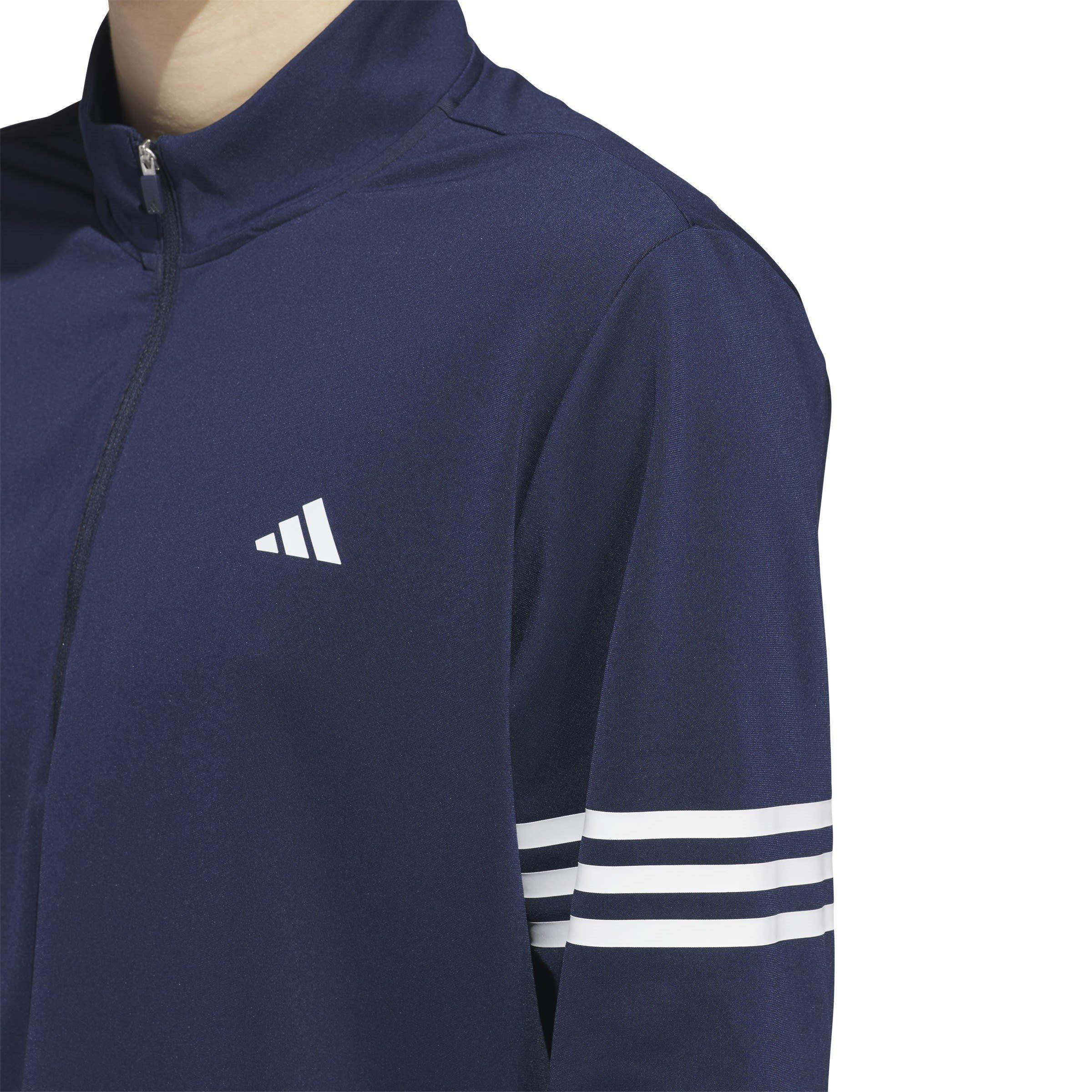 Navy - adidas - 3 Stripe Zip Top Mens - 5