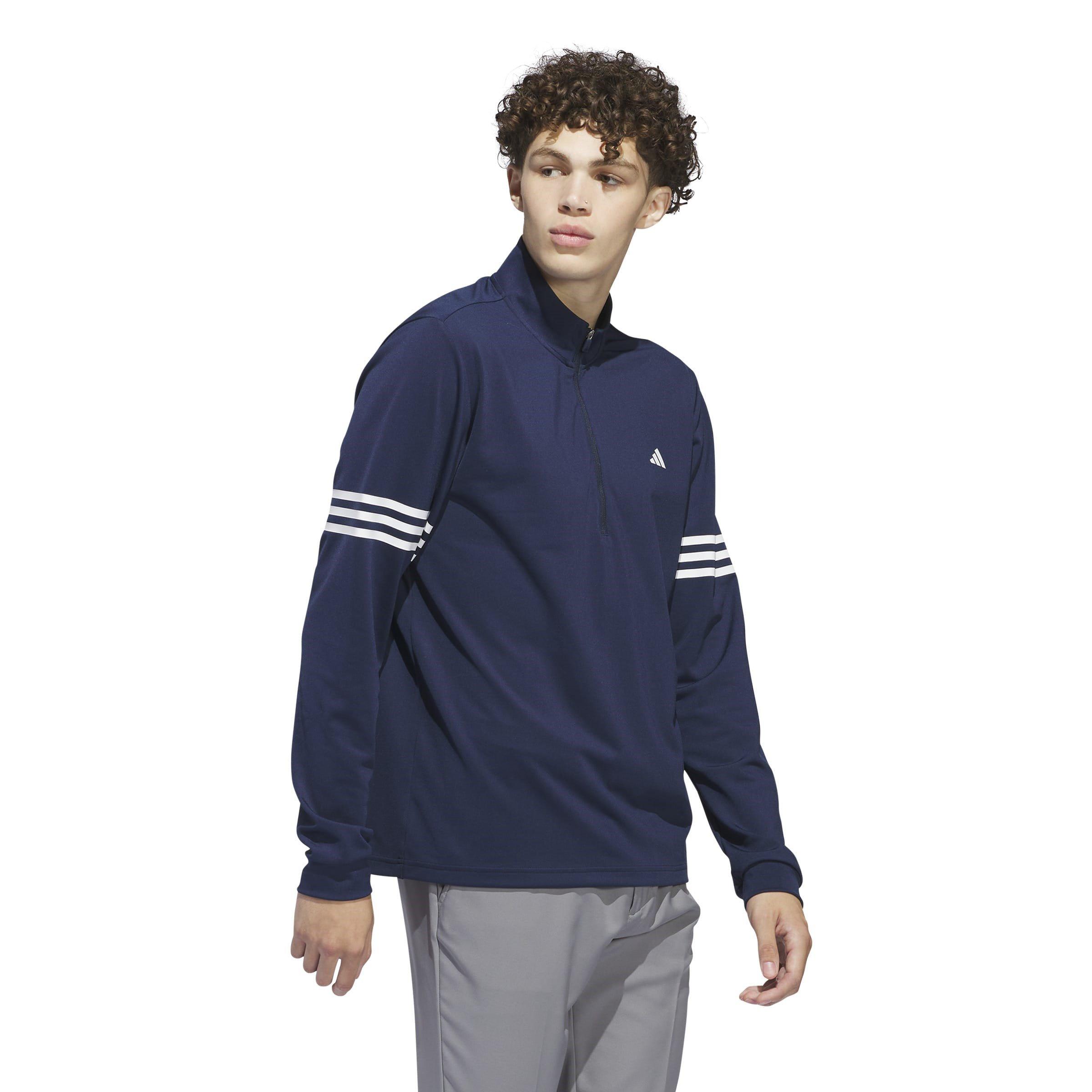 Navy - adidas - 3 Stripe Zip Top Mens - 7
