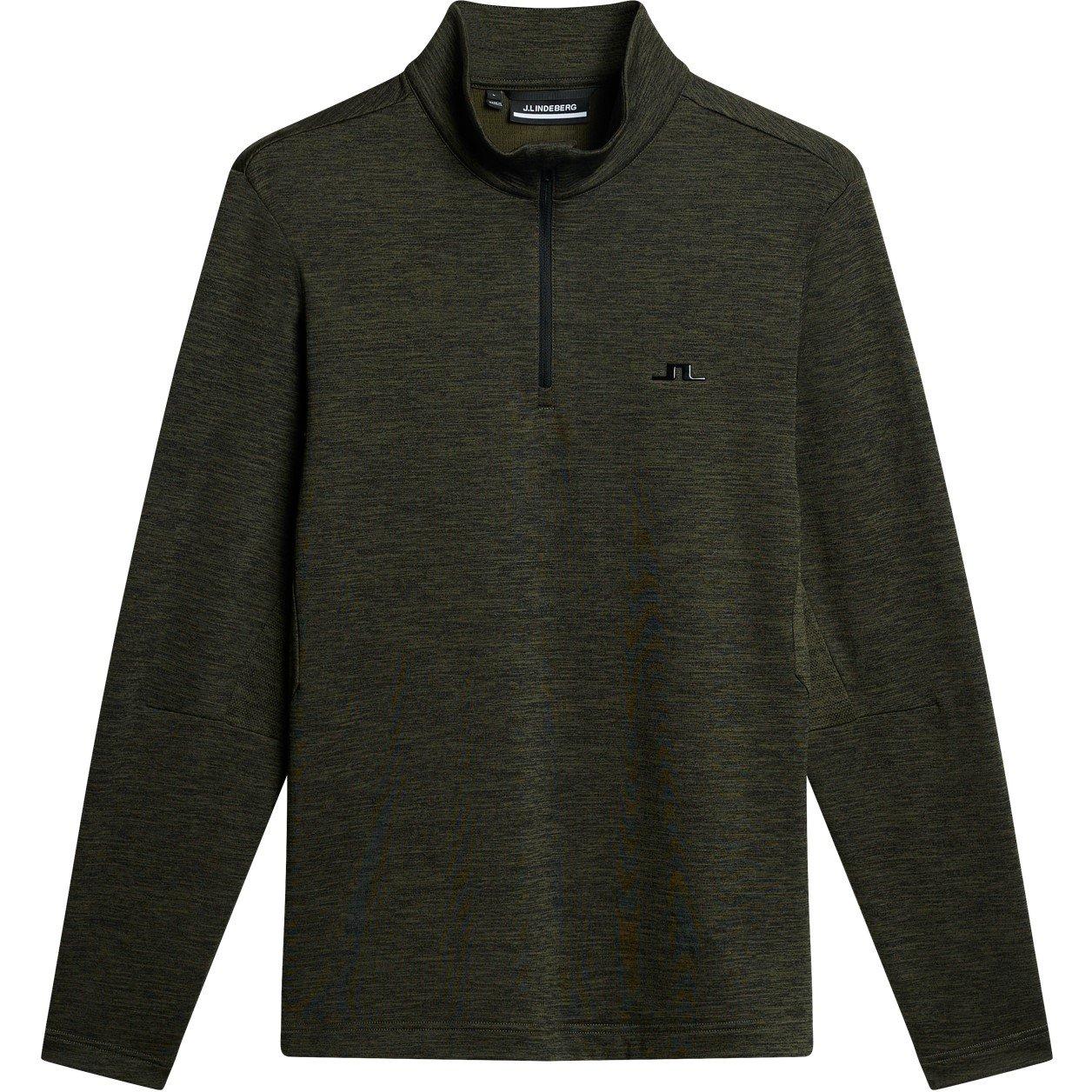 J Lindeberg Golf Men's Destry Quarter Zip Pullover - Black/Green - Large