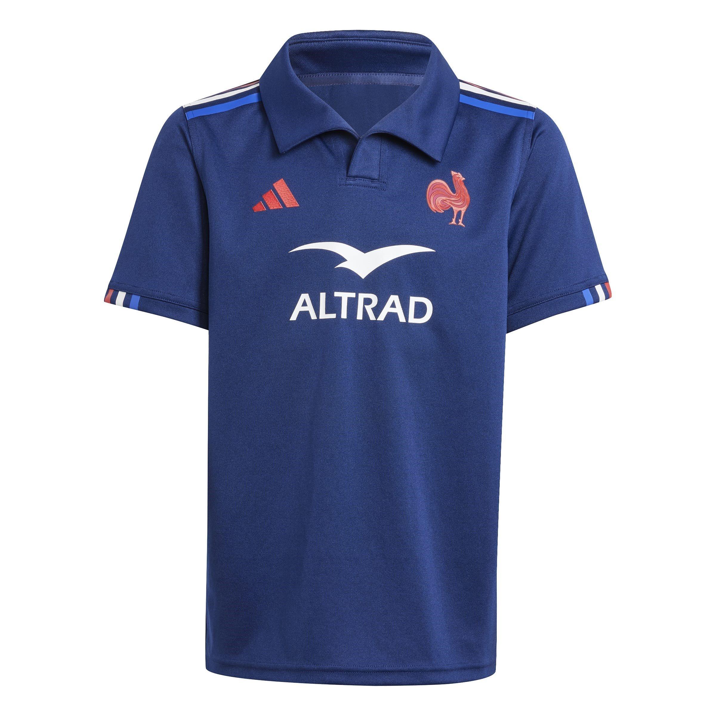 Adidas Boys France Rugby Home Shirt 2024 Juniors - Dark Blue - 9-10 Years