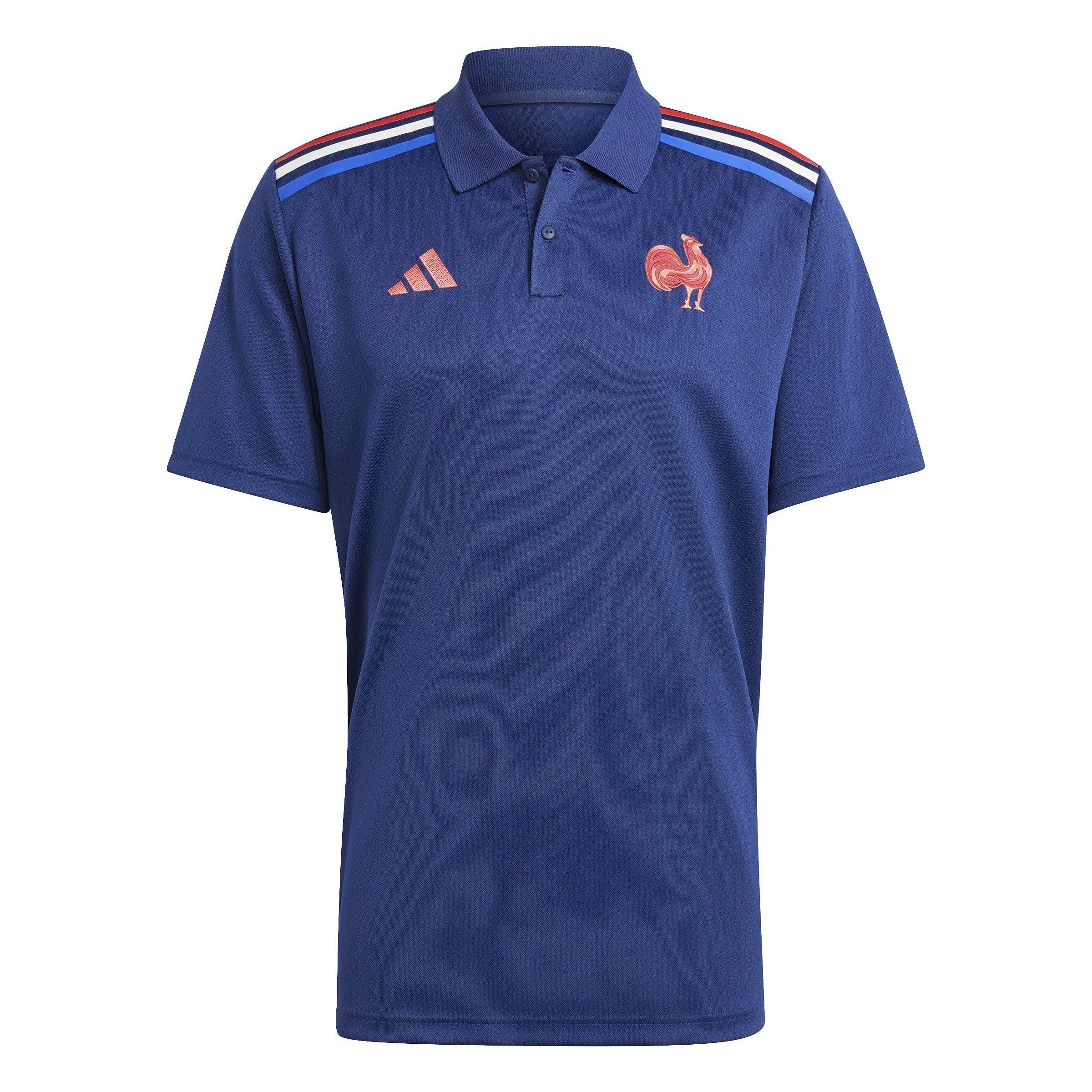 adidas France Rugby Home Polo Shirt 2024 Adults Replica Polo Sports Direct