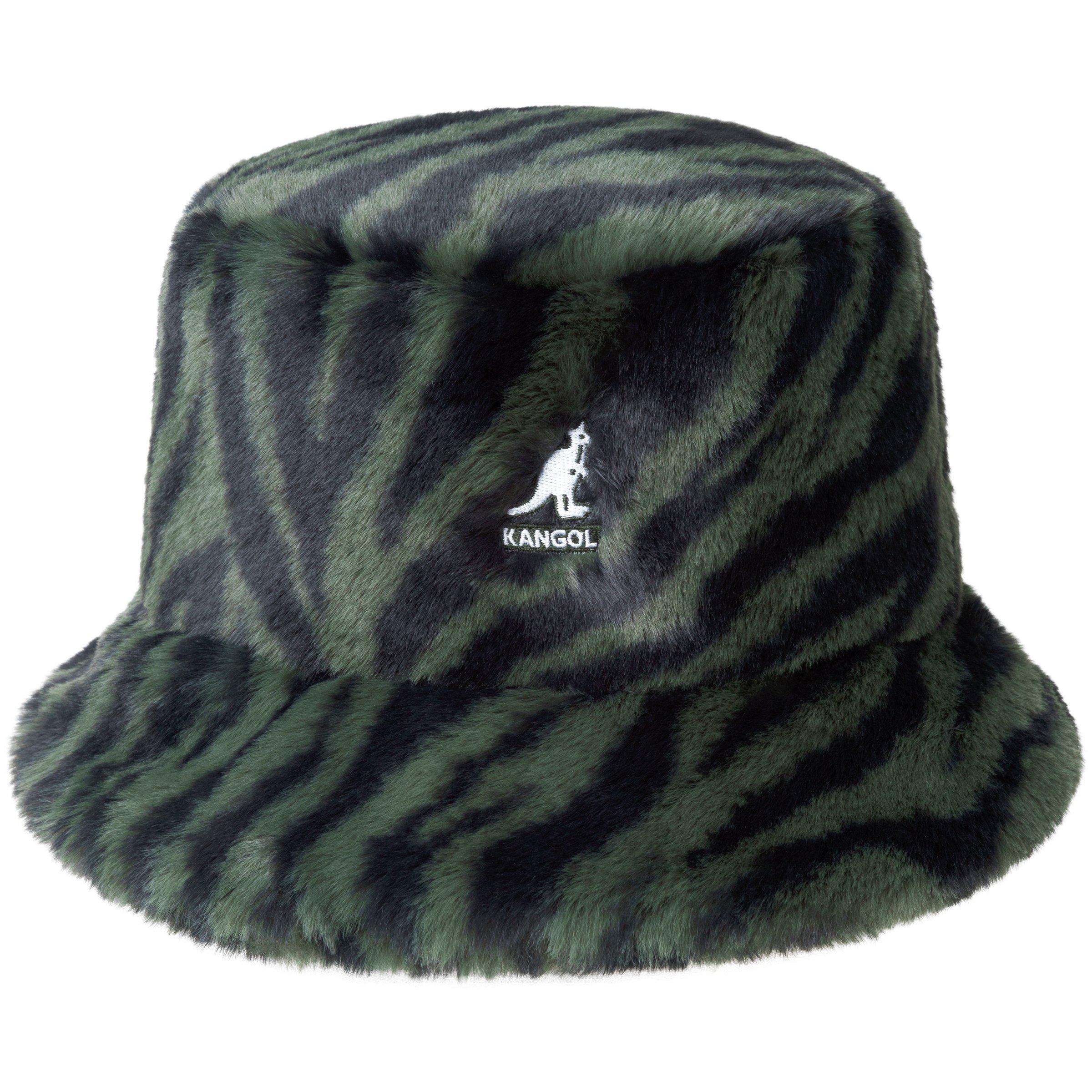 Kangol Faux Fur Bucket Hat - Olive Zebra - Medium