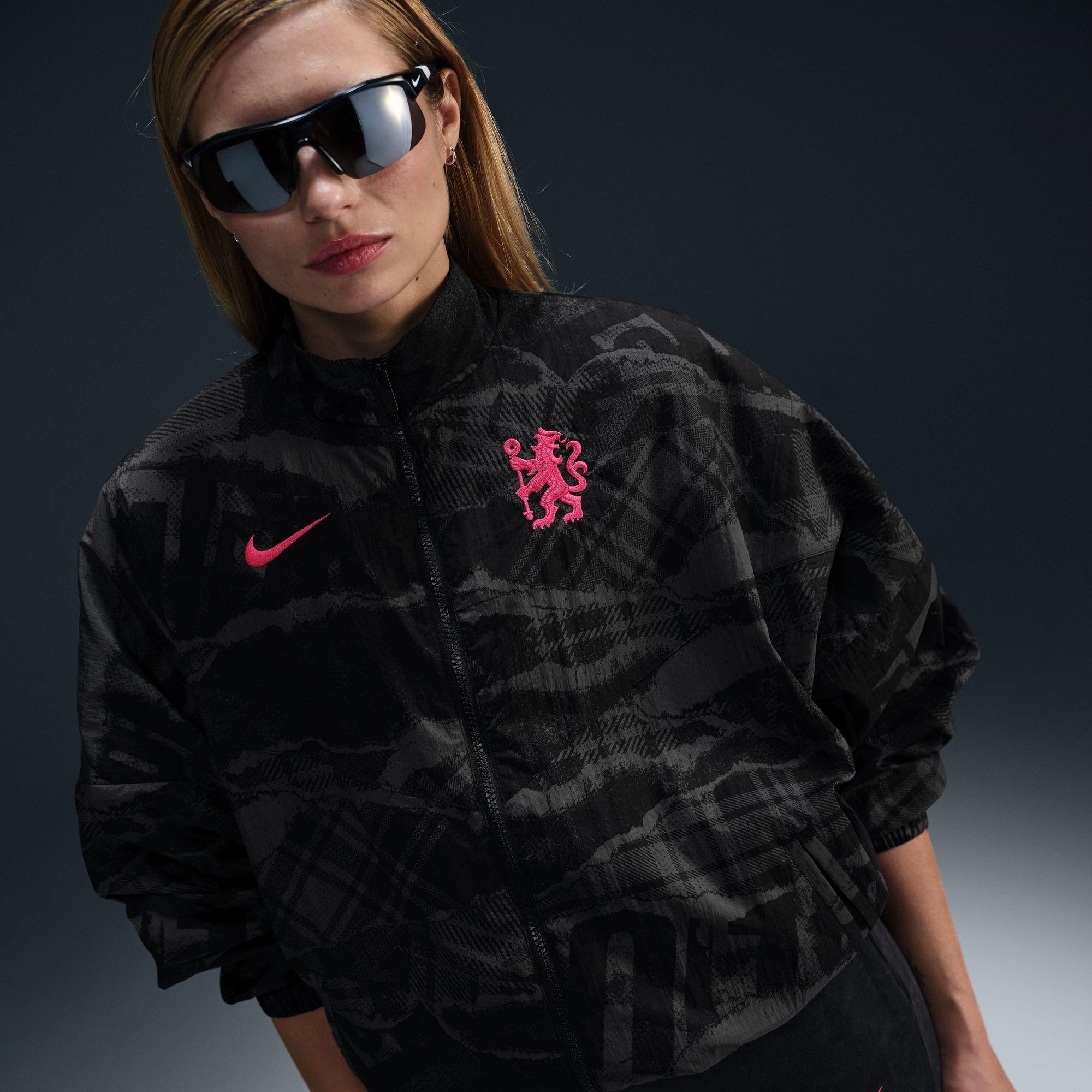 Black/Pink - Nike - Chelsea FC Woven Windrunner Jacket 2024 2025 Womens - 9