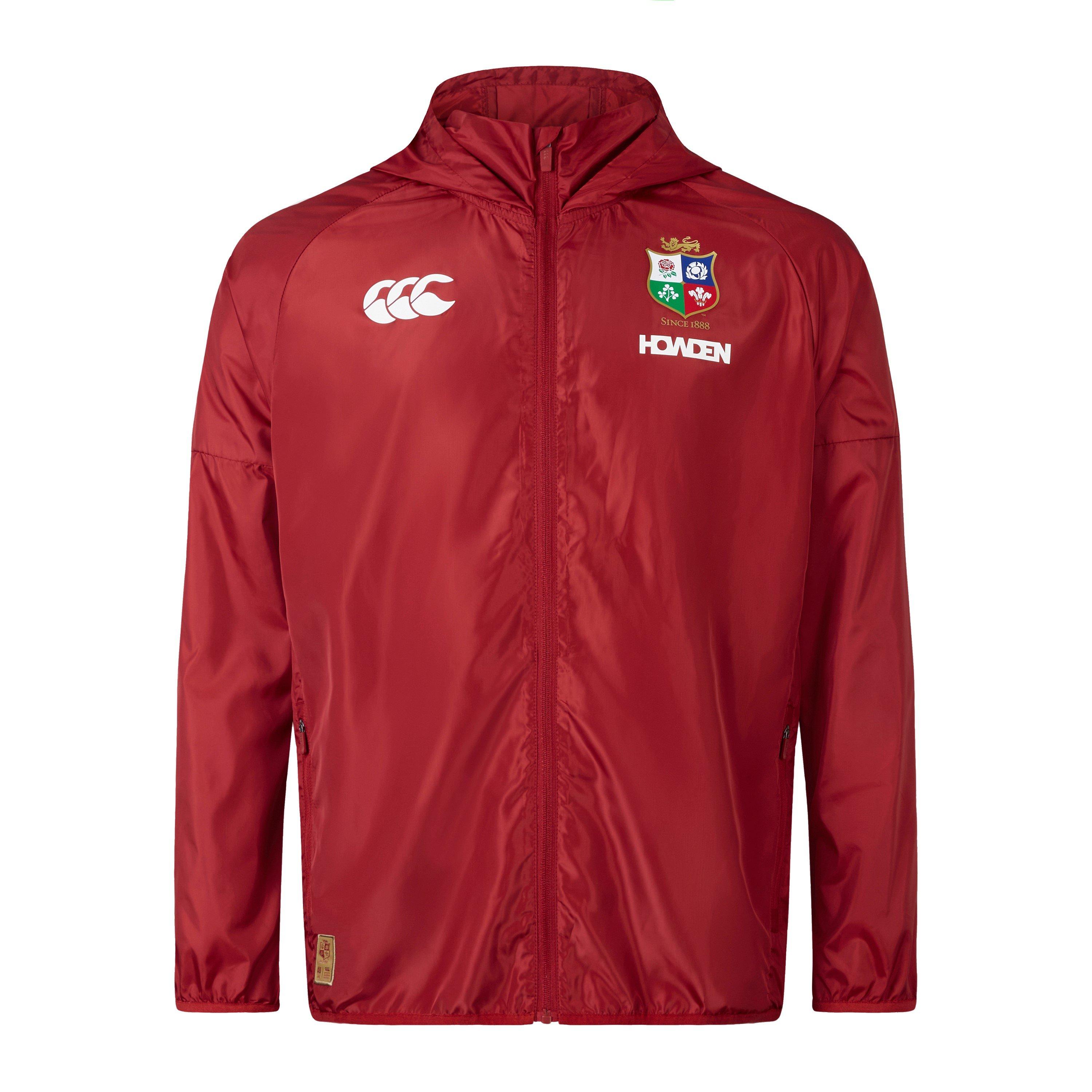 Canterbury Men's British And Irish Lions 2024 Lightweight Rain Performance Rugby Jacket - Red Dahlia - S