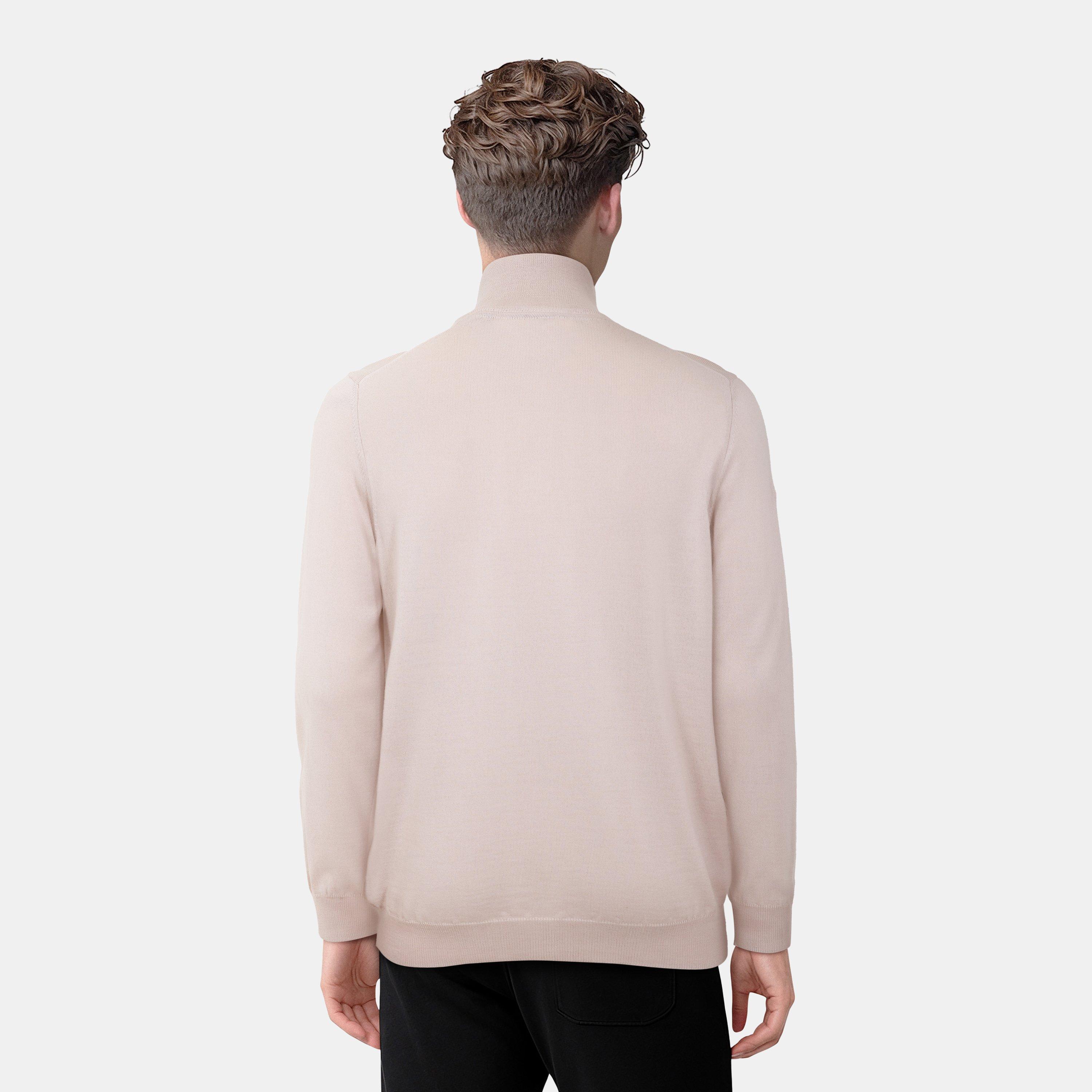 Pink Taupe - Lyle and Scott - Quarter-Zip Merino Sweater - 4
