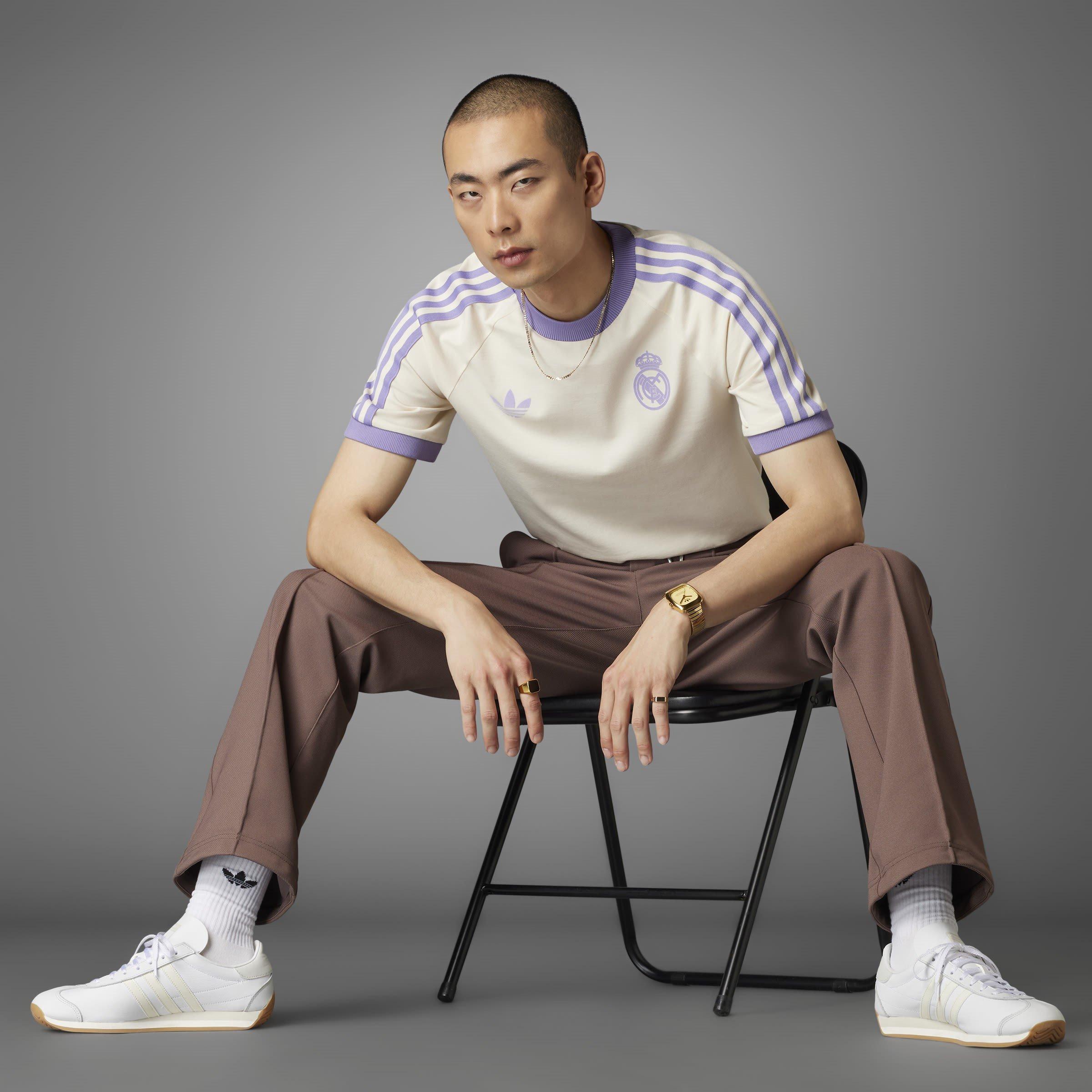 Lilac/White - adidas - Originals Real Madrid Adicolor Classics 3-Stripes T-Shirt Adults - 13