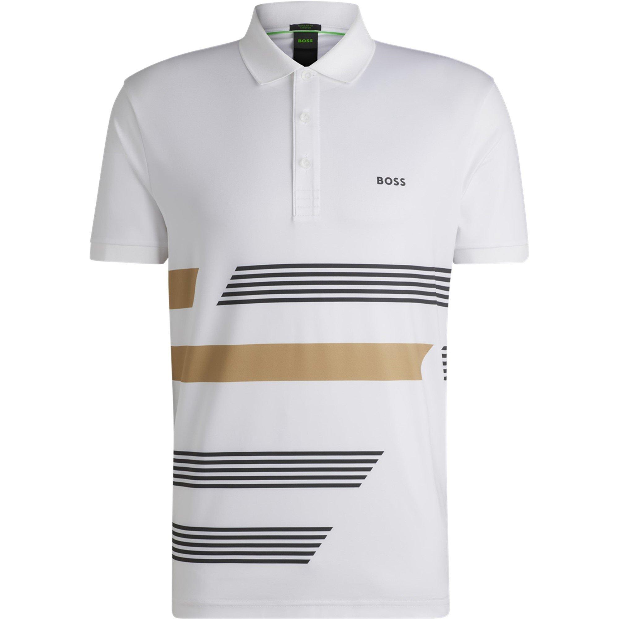 White 100 - Boss - Men's HBG Paddy Tape AOP Performance Polo Shirt - 1